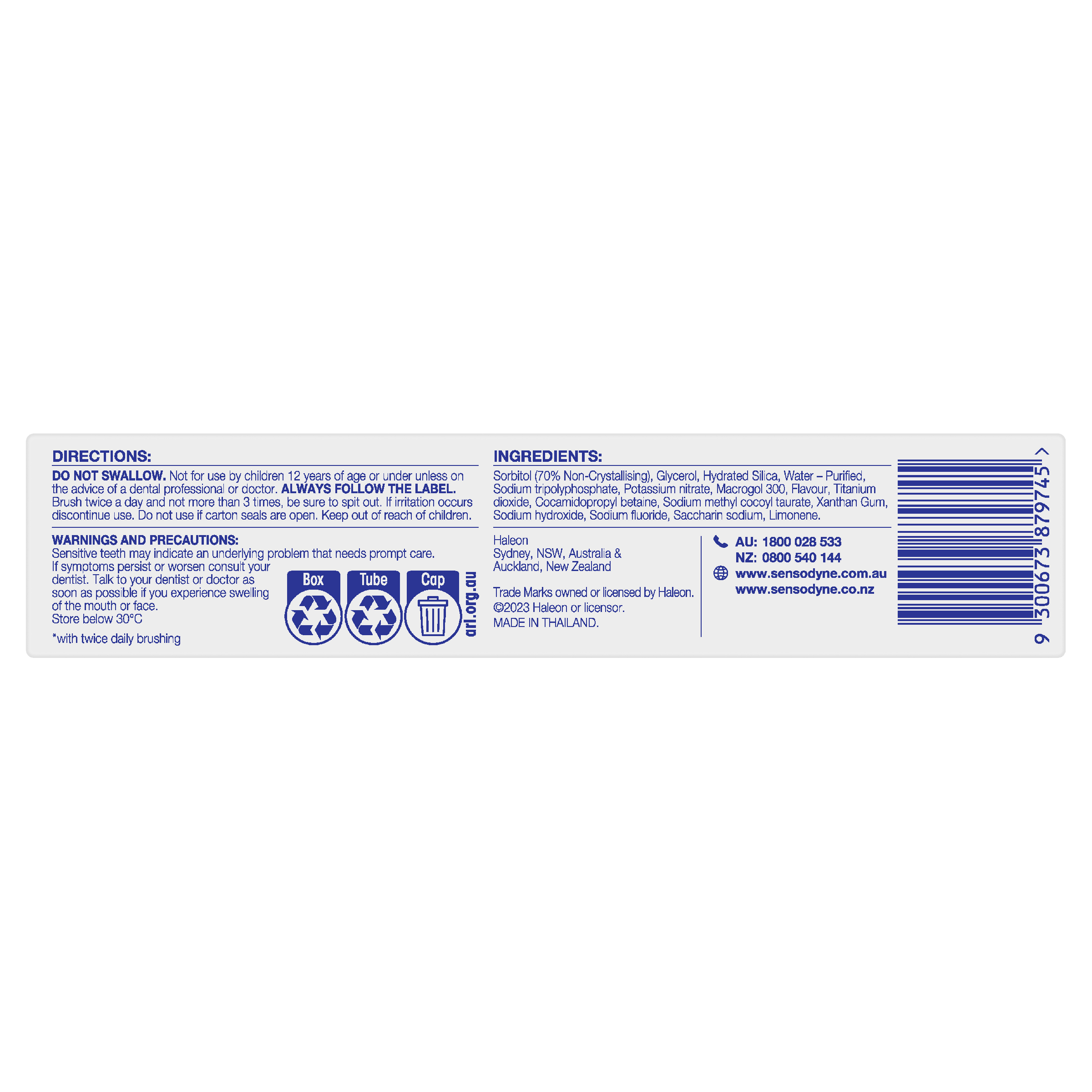 SENSODYNE COMPLETE CARE TOOTHPASTE COOL MINT 100G - Image 3