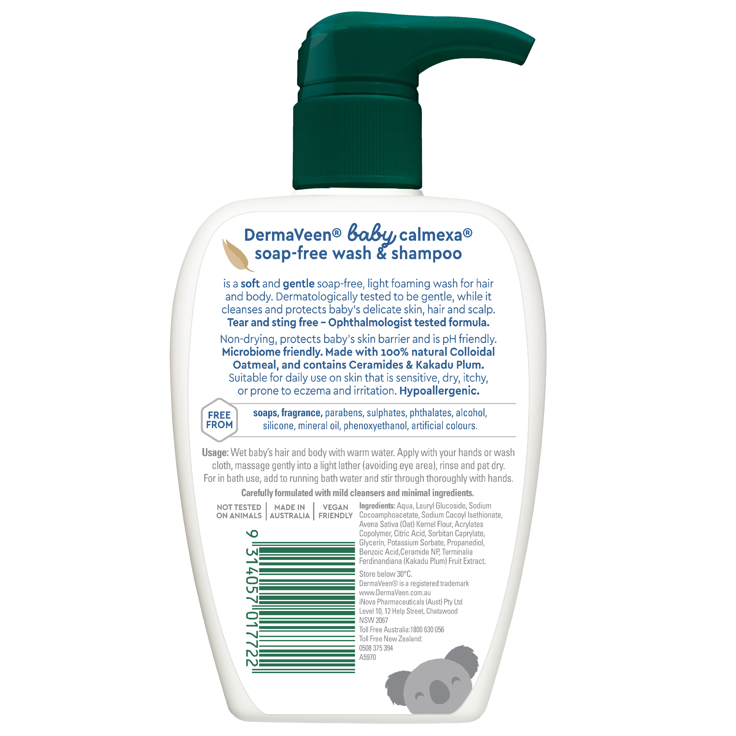 DERMAVEEN BABY CALMEXA SOAP FREE WASH & SHAMPOO 250ML - Image 2