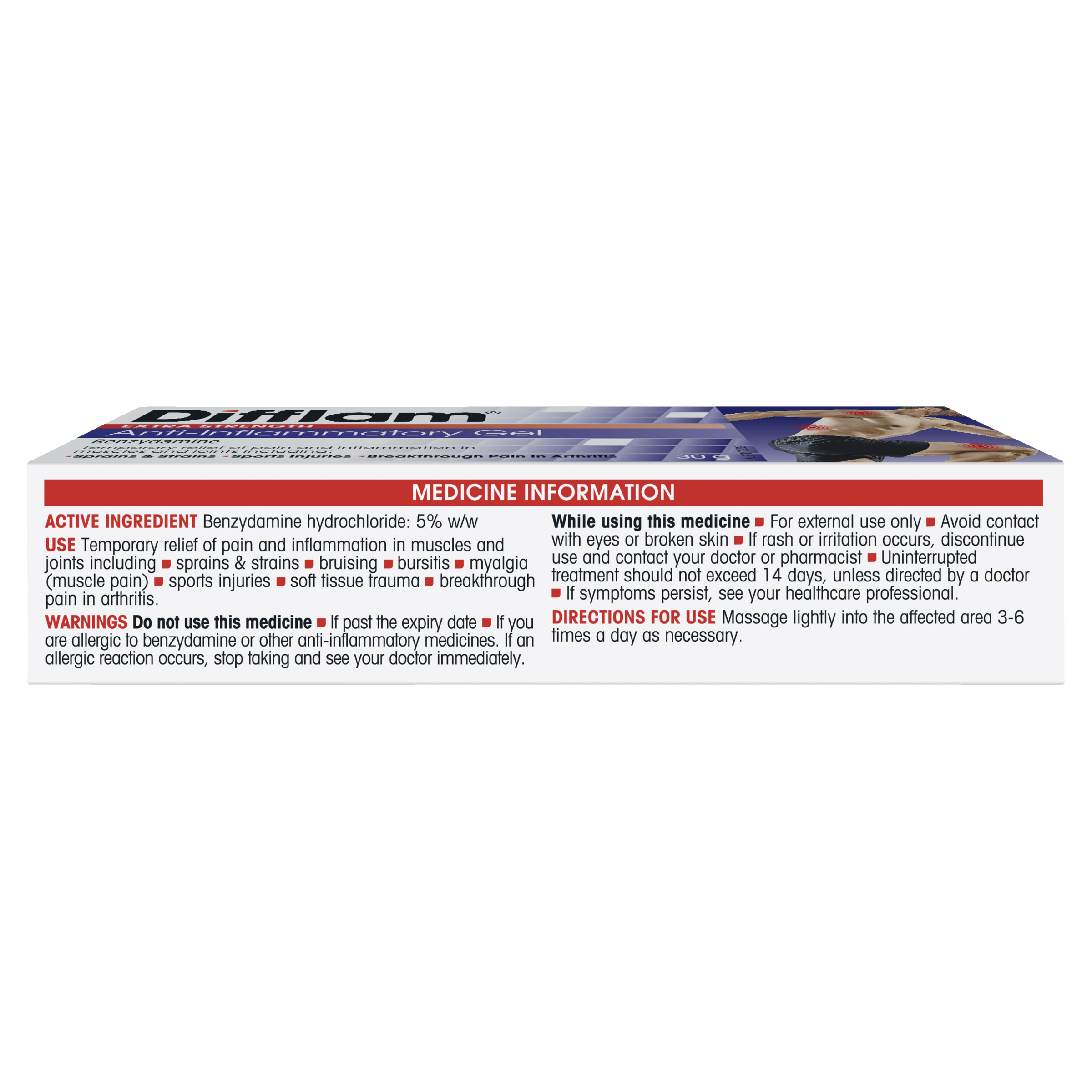 DIFFLAM ANTI INFLAMMATORY EXTRA STRENGTH 5% GEL 30G - Image 4