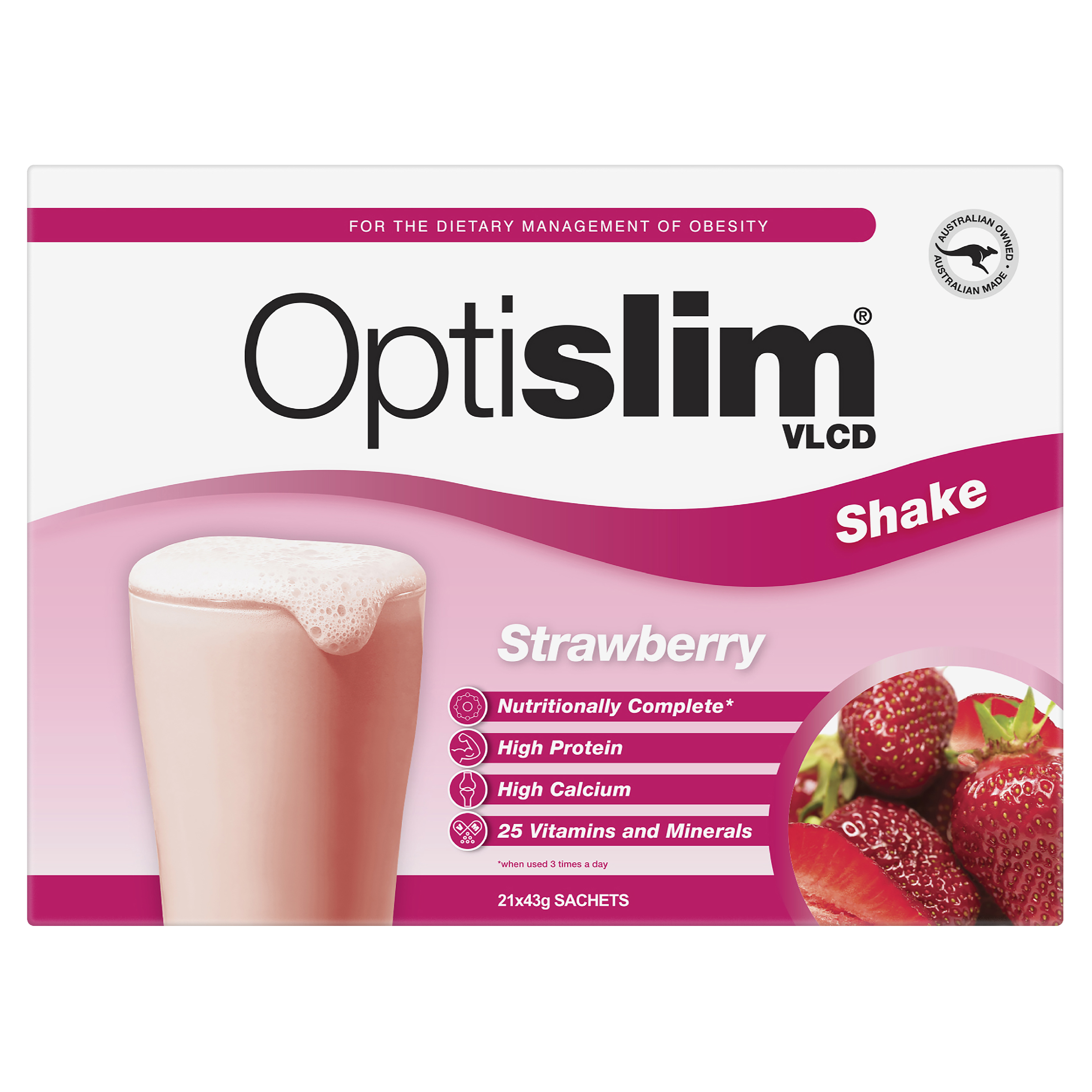 OPTISLIM VLCD SHAKE STRAWBERRY 43G 21 PACK - Image 2