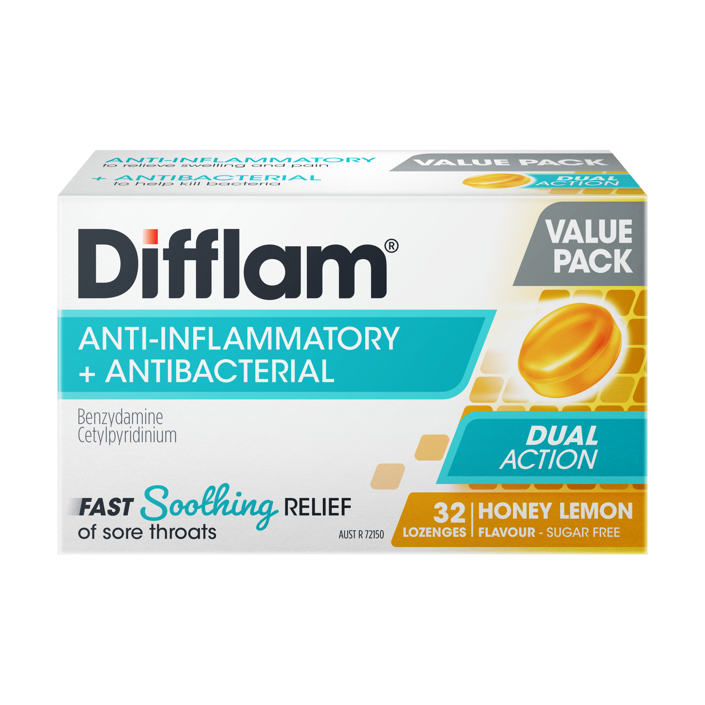 DIFFLAM DUAL ACTION HONEY LEMON 32 LOZENGES - Image 2