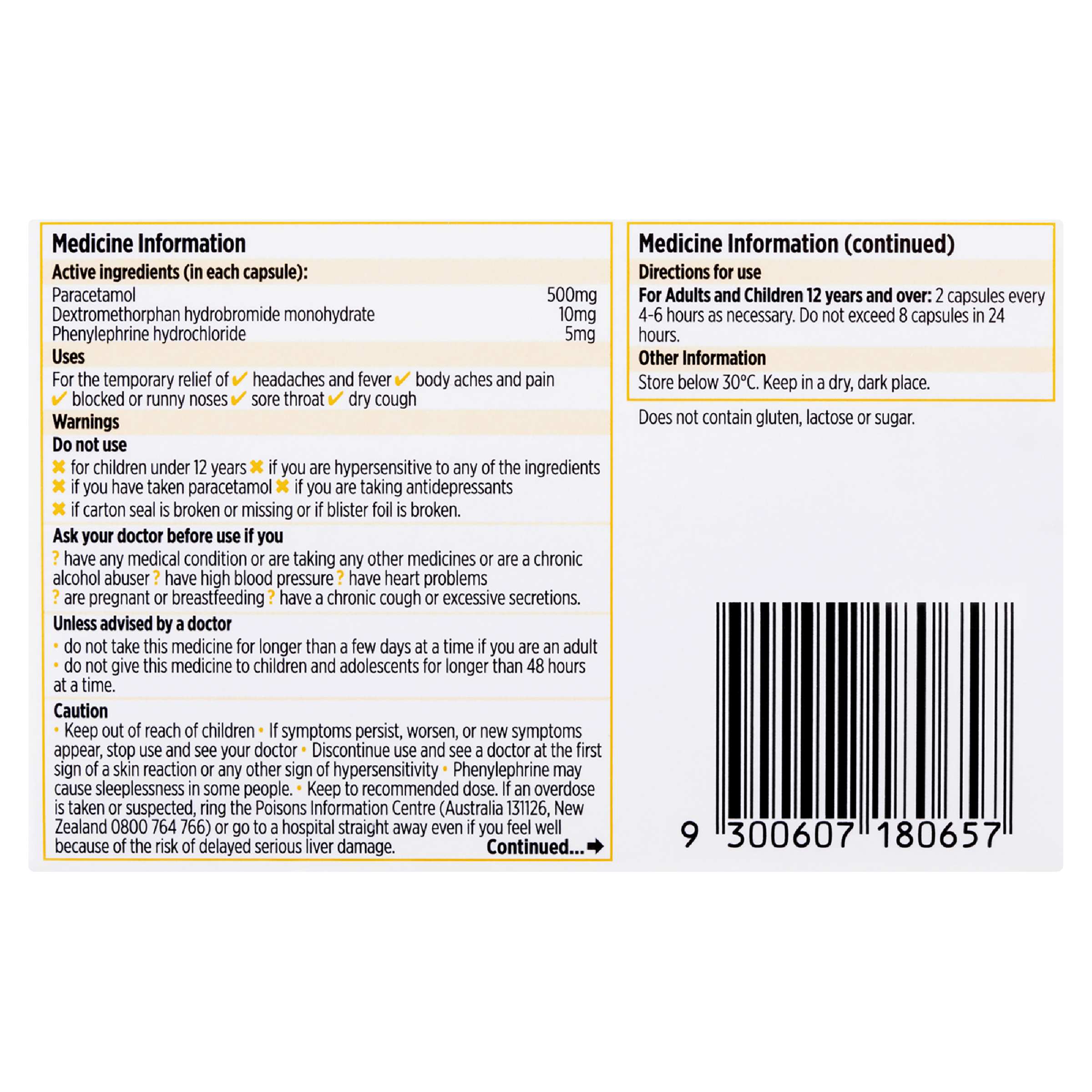 CODRAL COLD & FLU + DRY COUGH PE 24 CAPSULES - Image 4