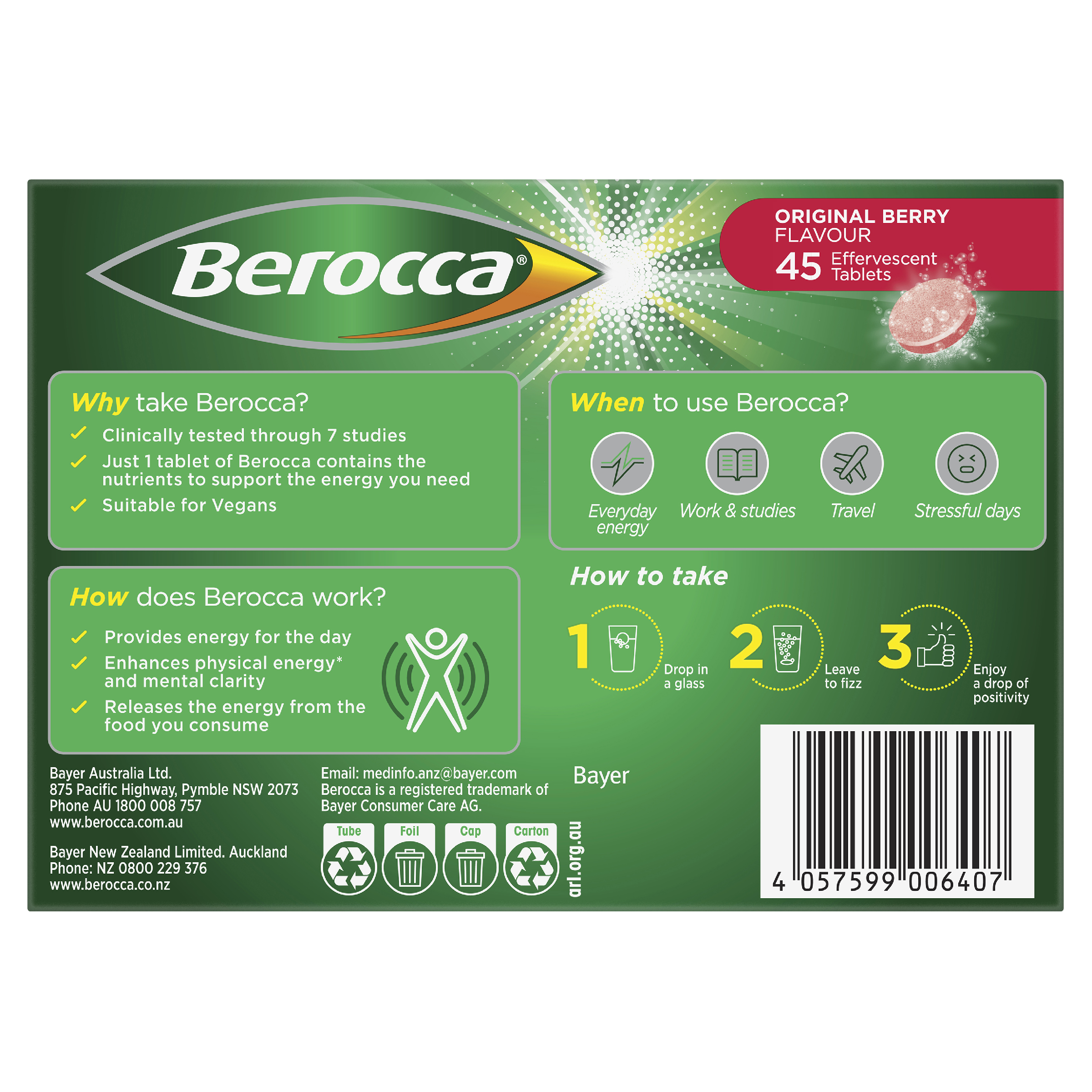 BEROCCA EFFERVESCENT ORIGINAL BERRY 45 TABLETS - Image 4