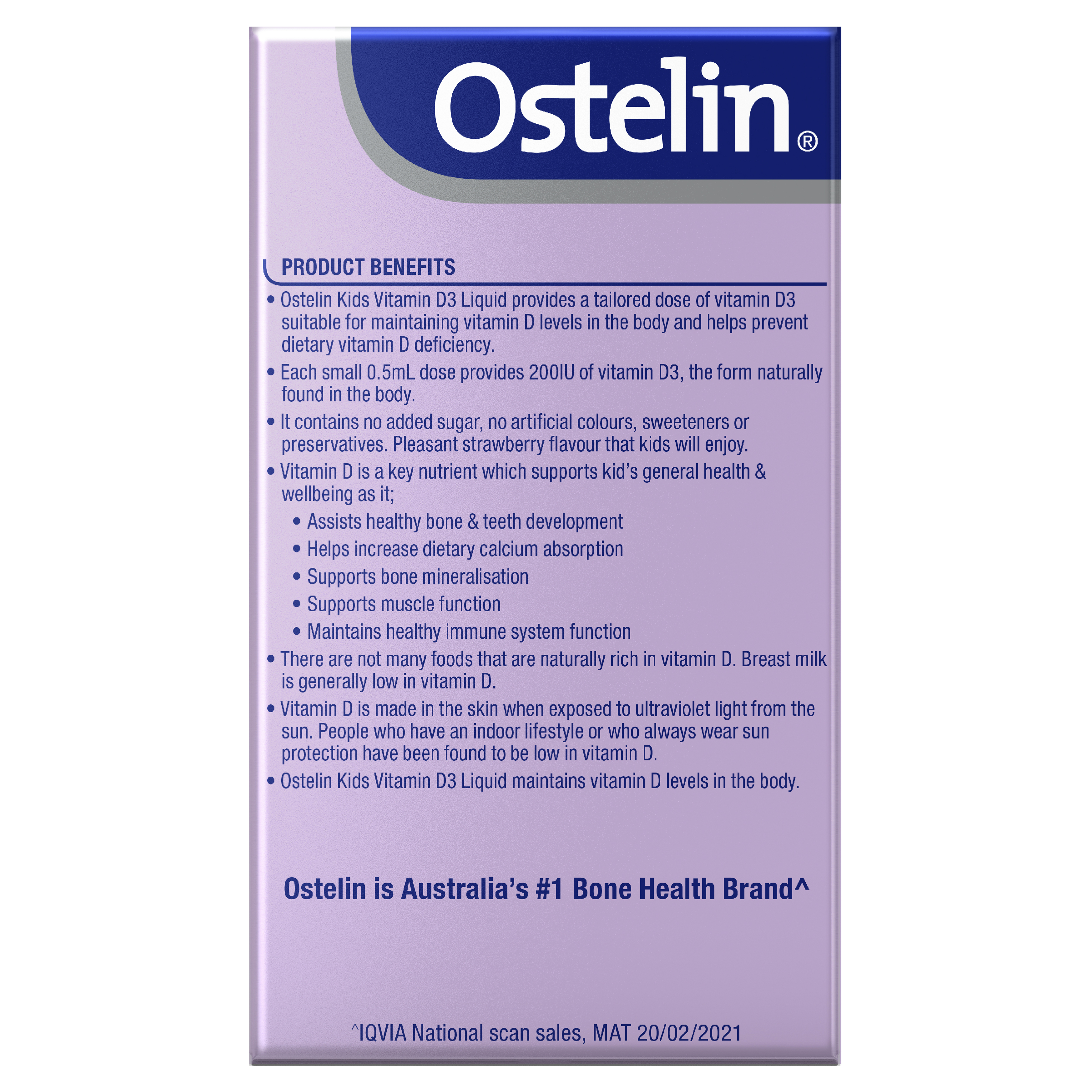OSTELIN KIDS VITAMIN D3 LIQUID STRAWBERRY 20ML - Image 2
