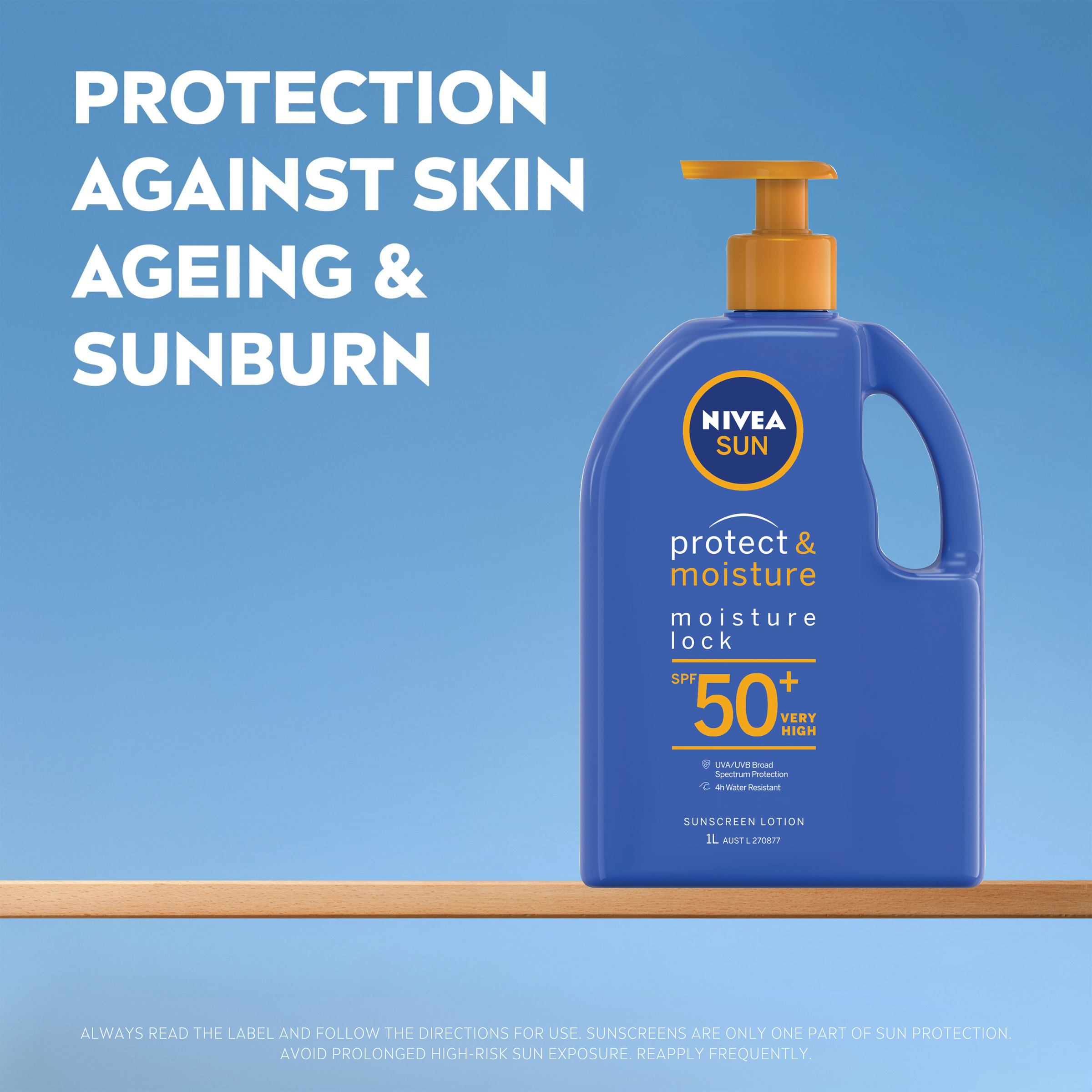 NIVEA PROTECT & MOISTURE SUNSCREEN LOTION SPF50+ 1 LITRE - Image 6