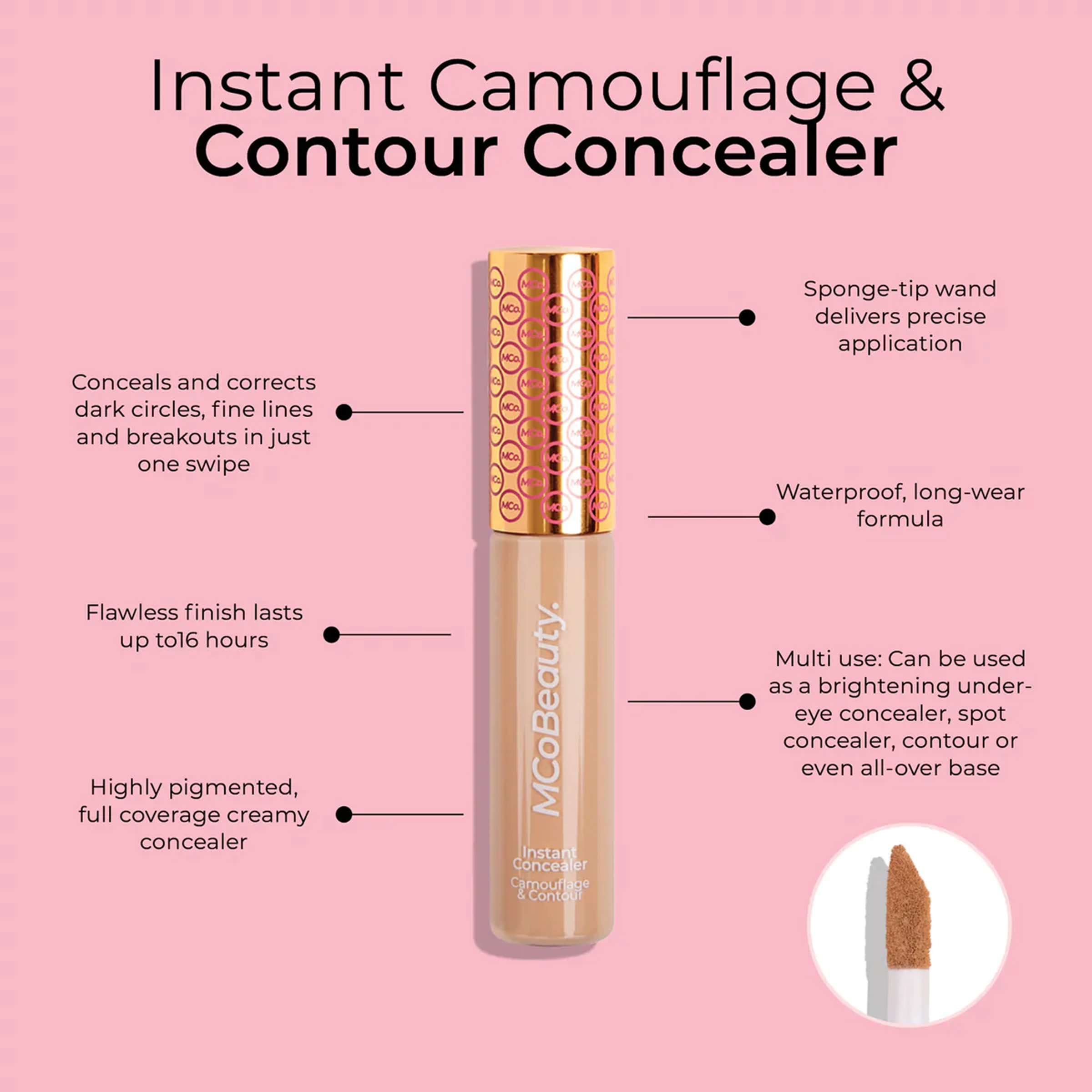 MCO BEAUTY INSTANT CONCEALER CAMOUFLAGE & CONTOUR MED 10ML - Image 2