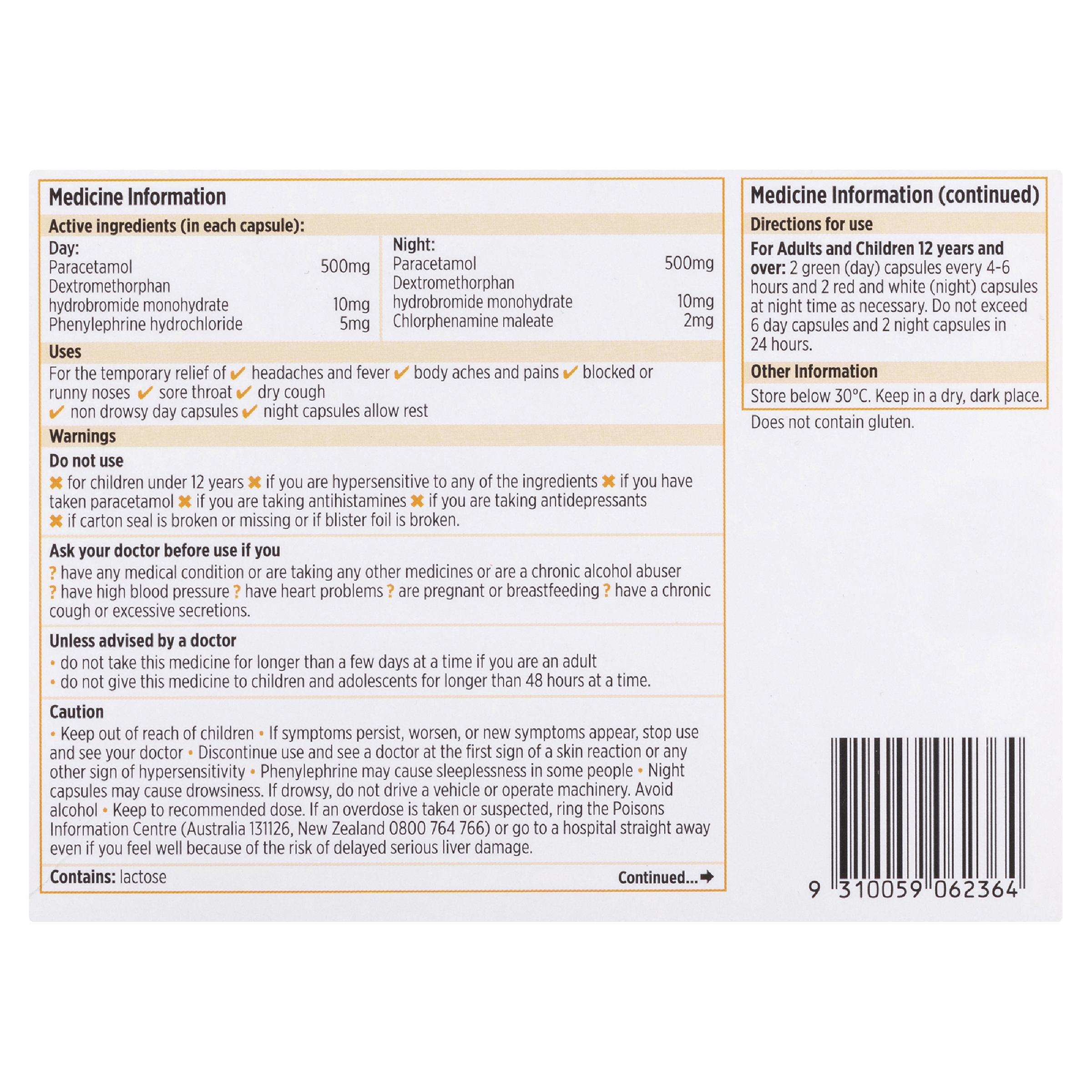 CODRAL COLD & FLU + COUGH PE 24 CAPSULES - Image 4