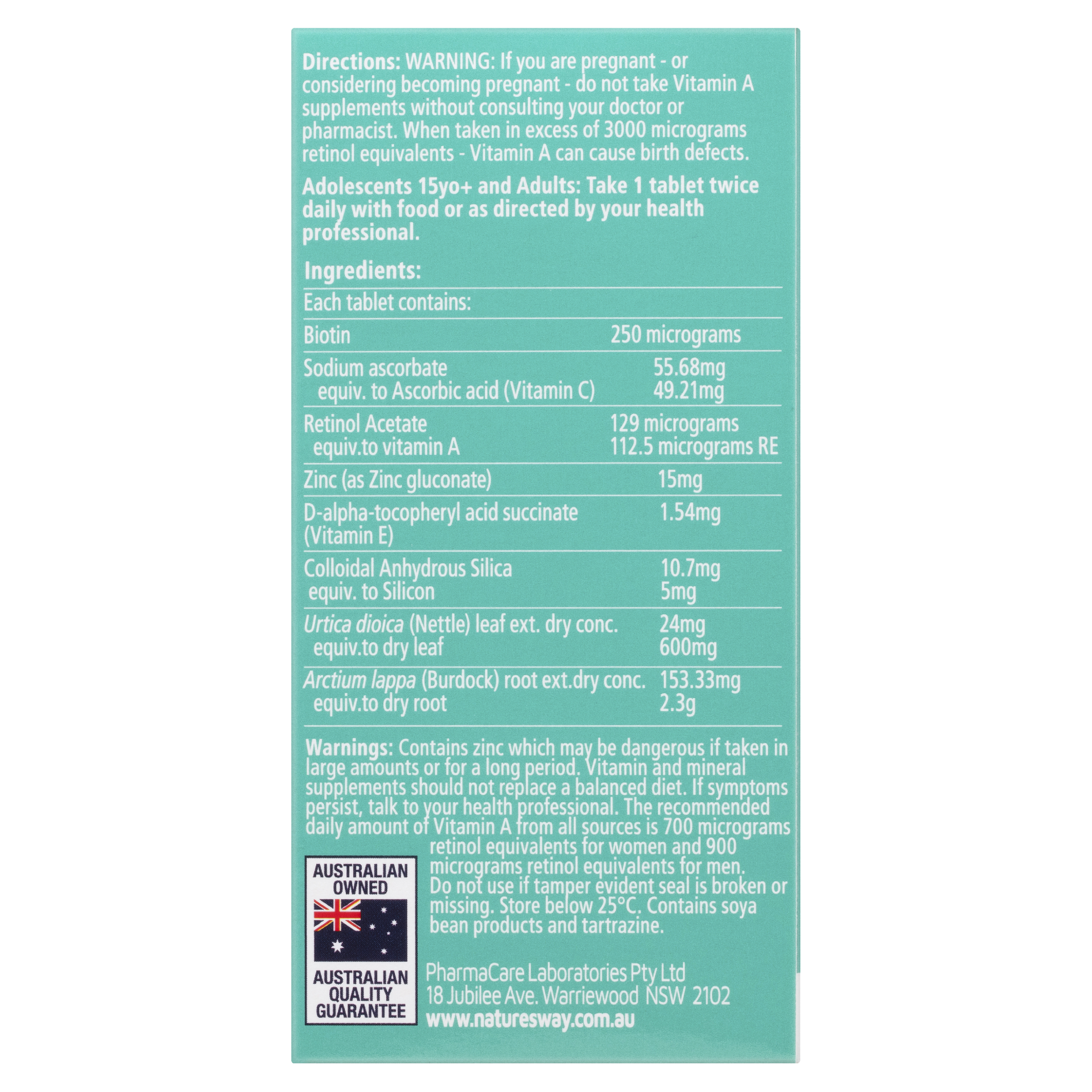 NATURES WAY ACTIVE SOLUTIONS SKIN CLEAR 60 TABLETS - Image 3