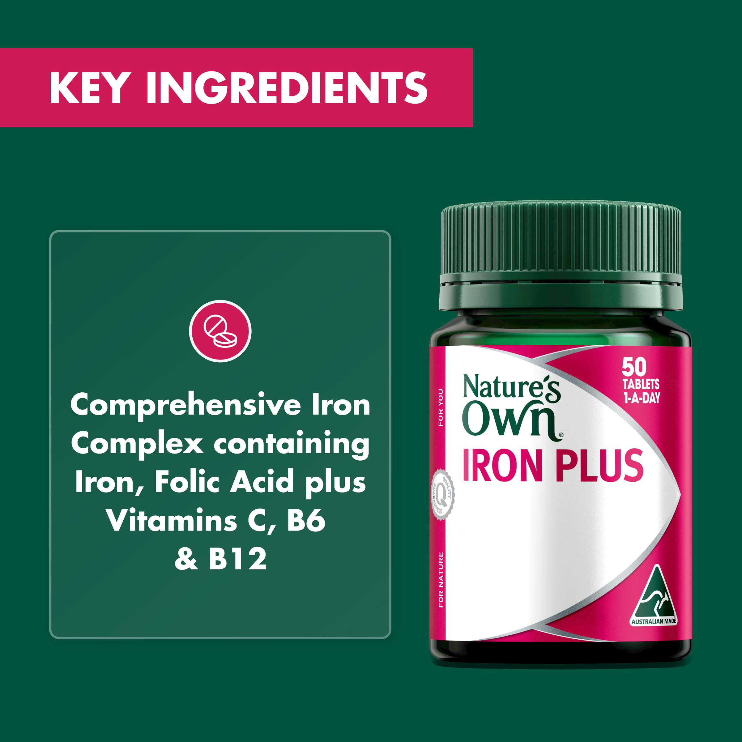 NATURES OWN IRON PLUS 50 TABLETS - Image 5