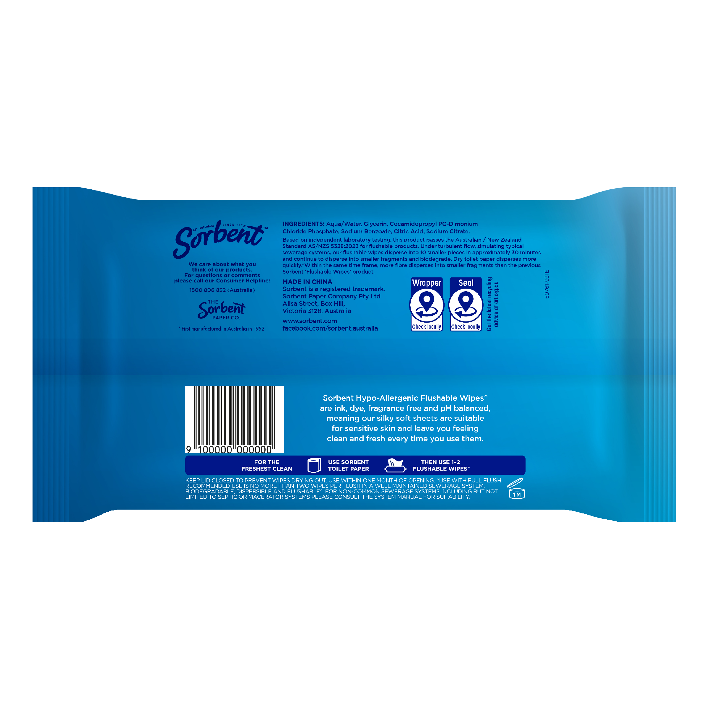 SORBENT FLUSH WIPES HYPO-ALLERGENIC 40 PACK - Image 3
