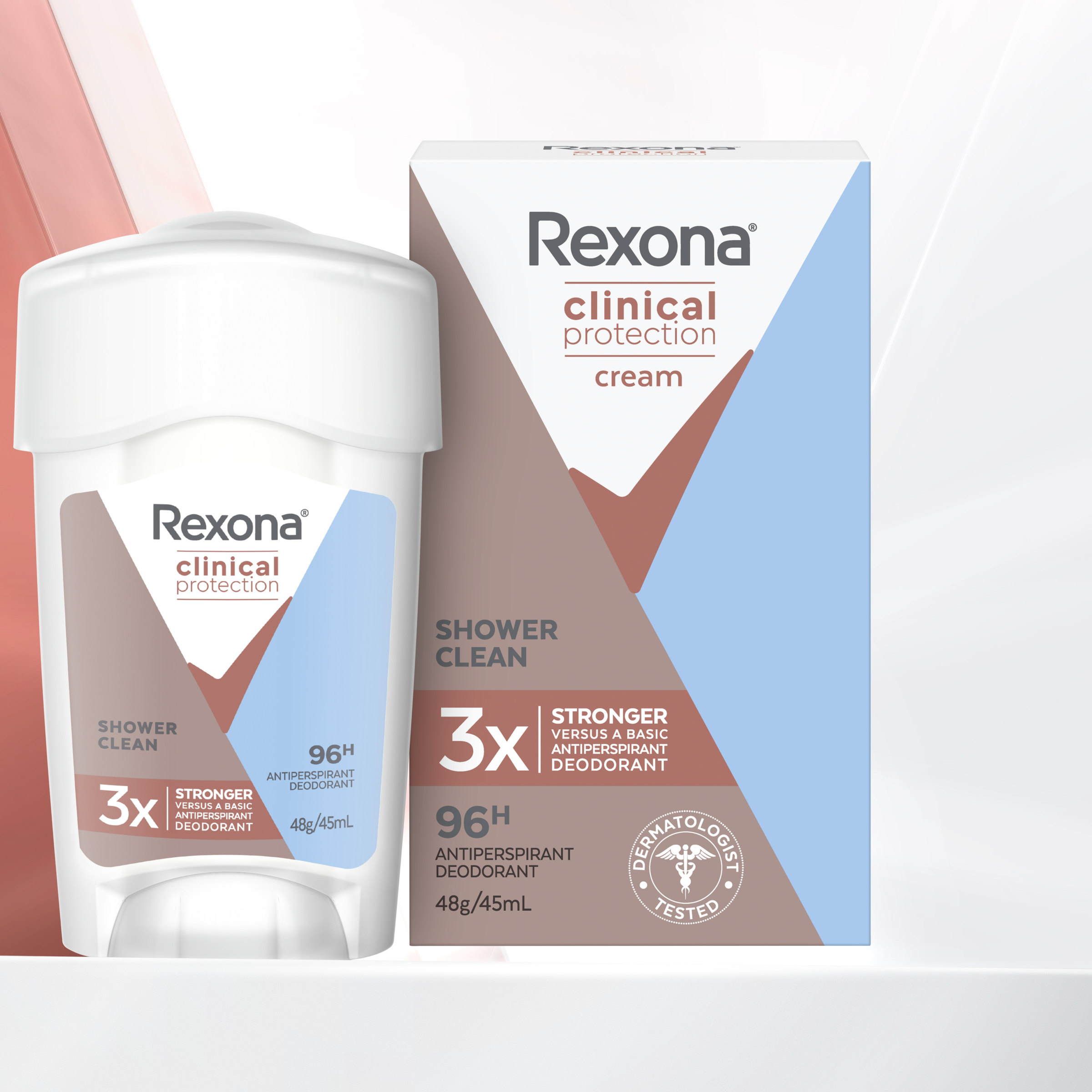 REXONA WOMEN CLINICAL ANTIPERSPIRANT CREAM SHOWER CLEAN 96HR 45ML - Image 5