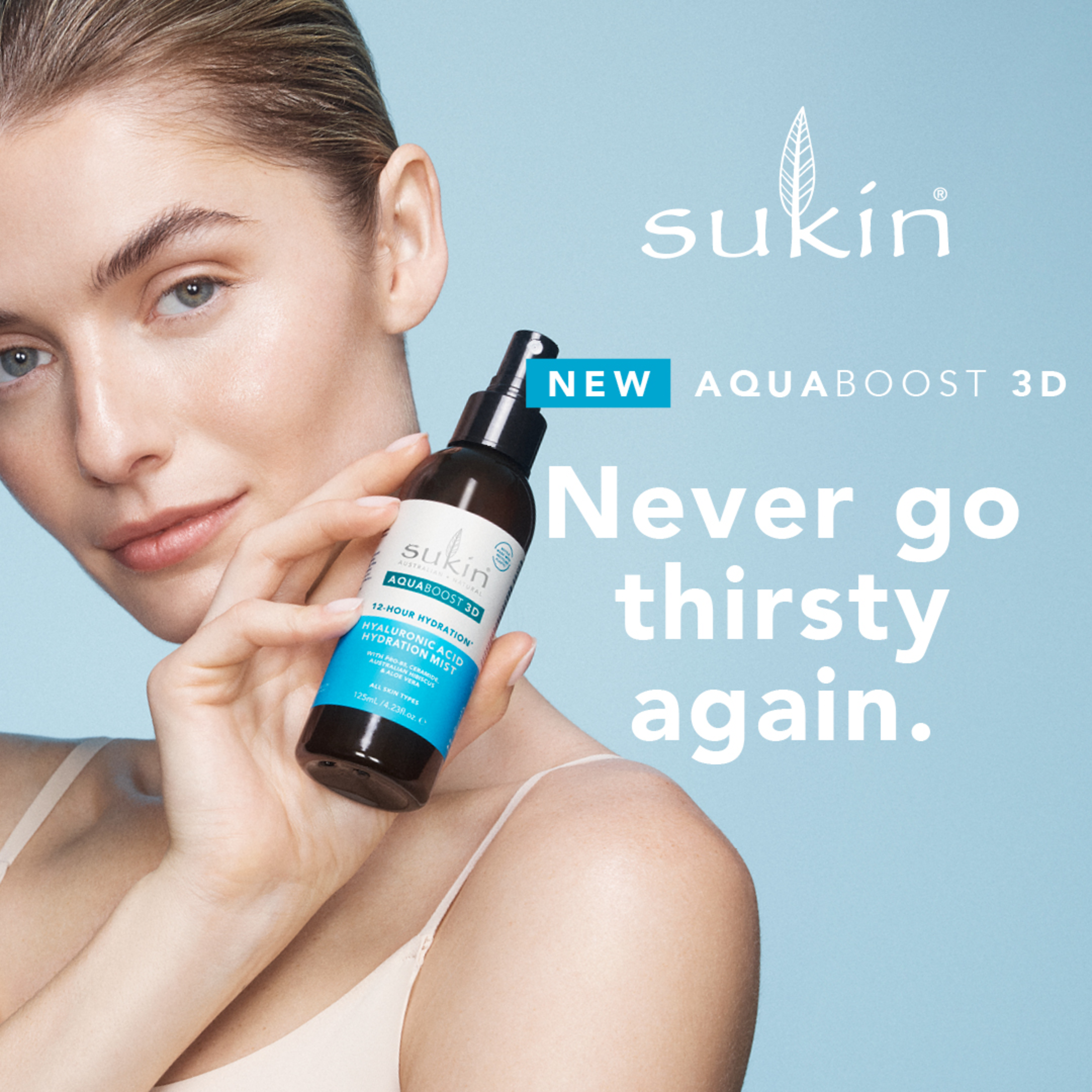 SUKIN AQUABOOST 3D HYALURONIC ACID HYDRATING MIST 125ML - Image 11