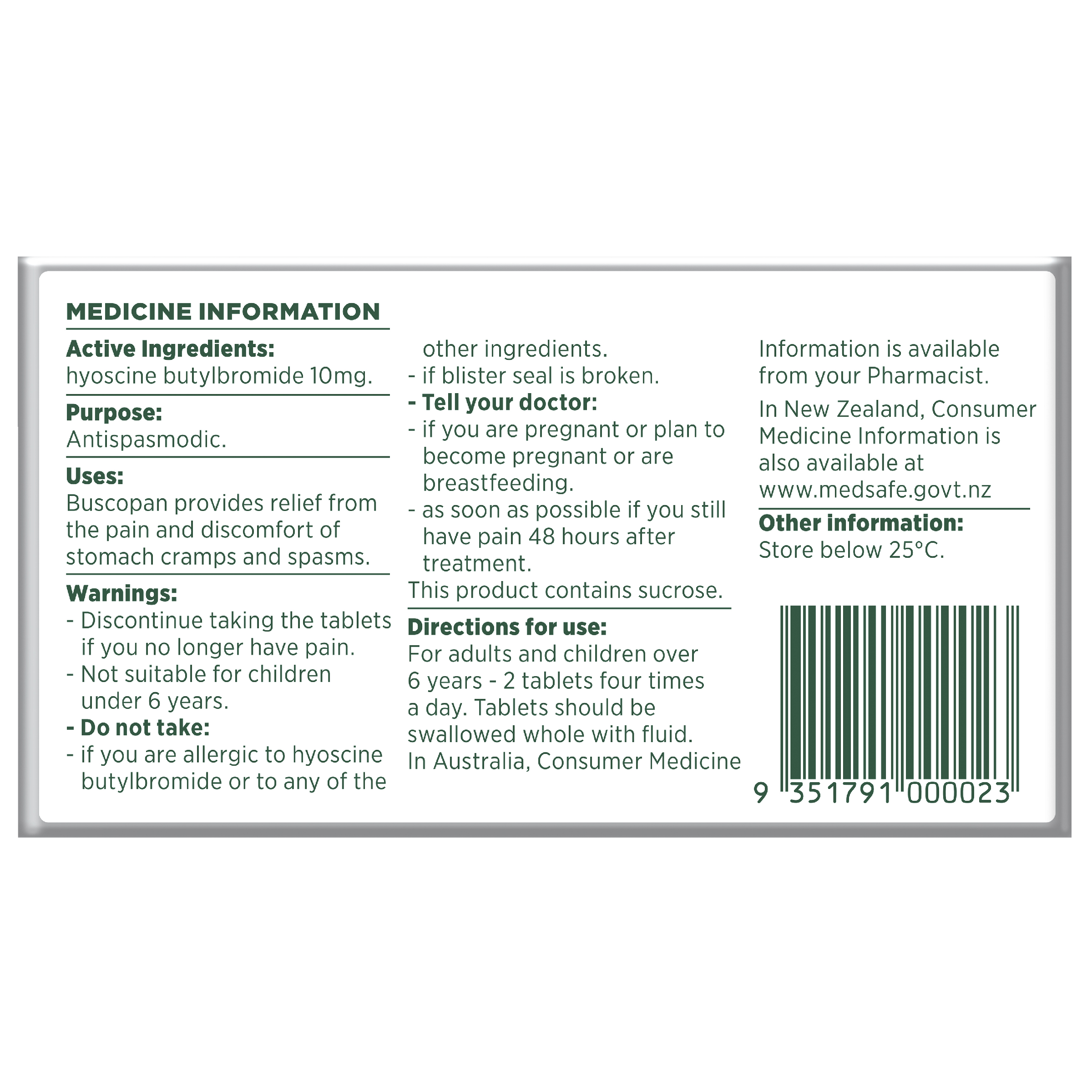 BUSCOPAN 10MG 20 TABLETS - Image 2