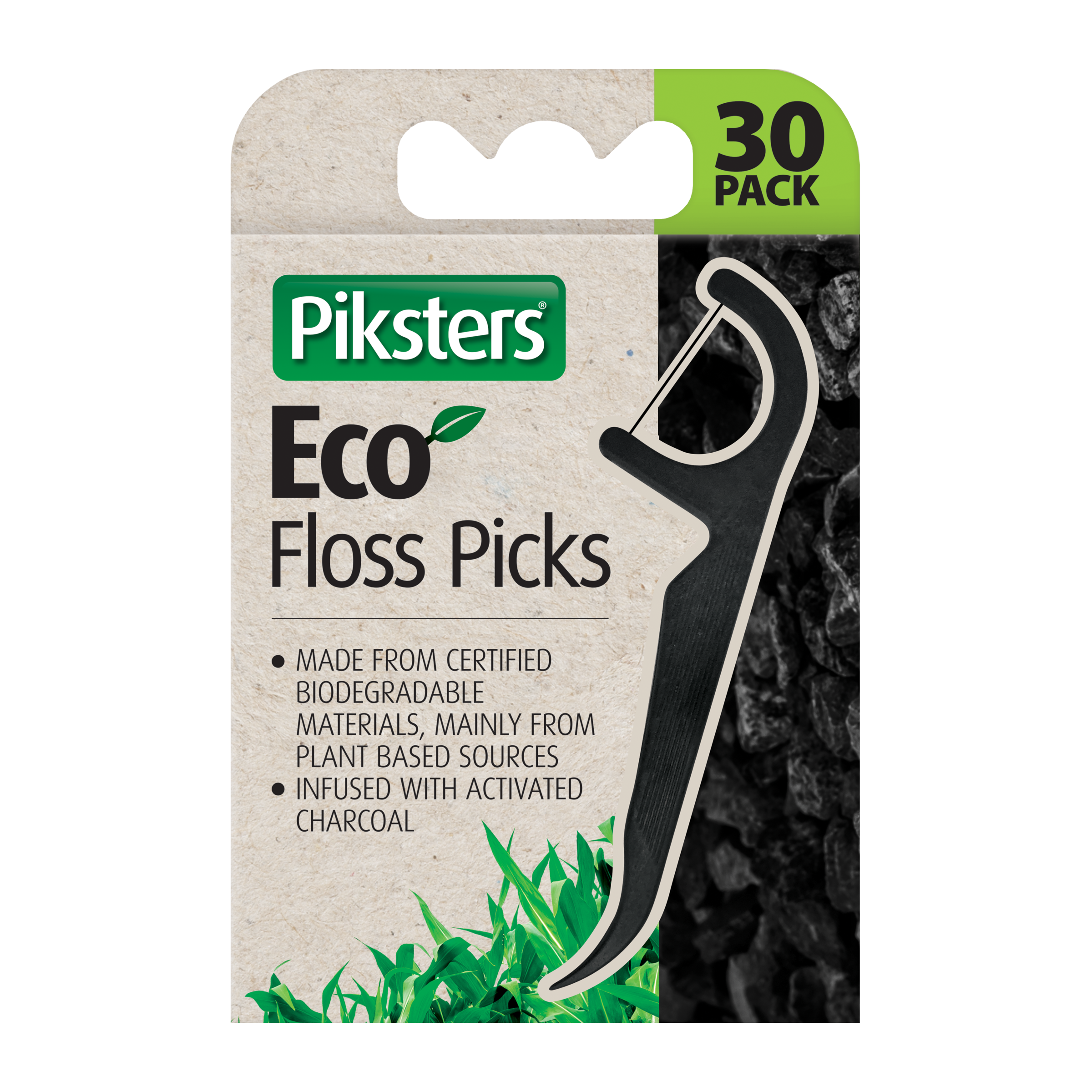 PIKSTERS ECO FLOSS PICK CHARCOAL 30 PACK - Image 2