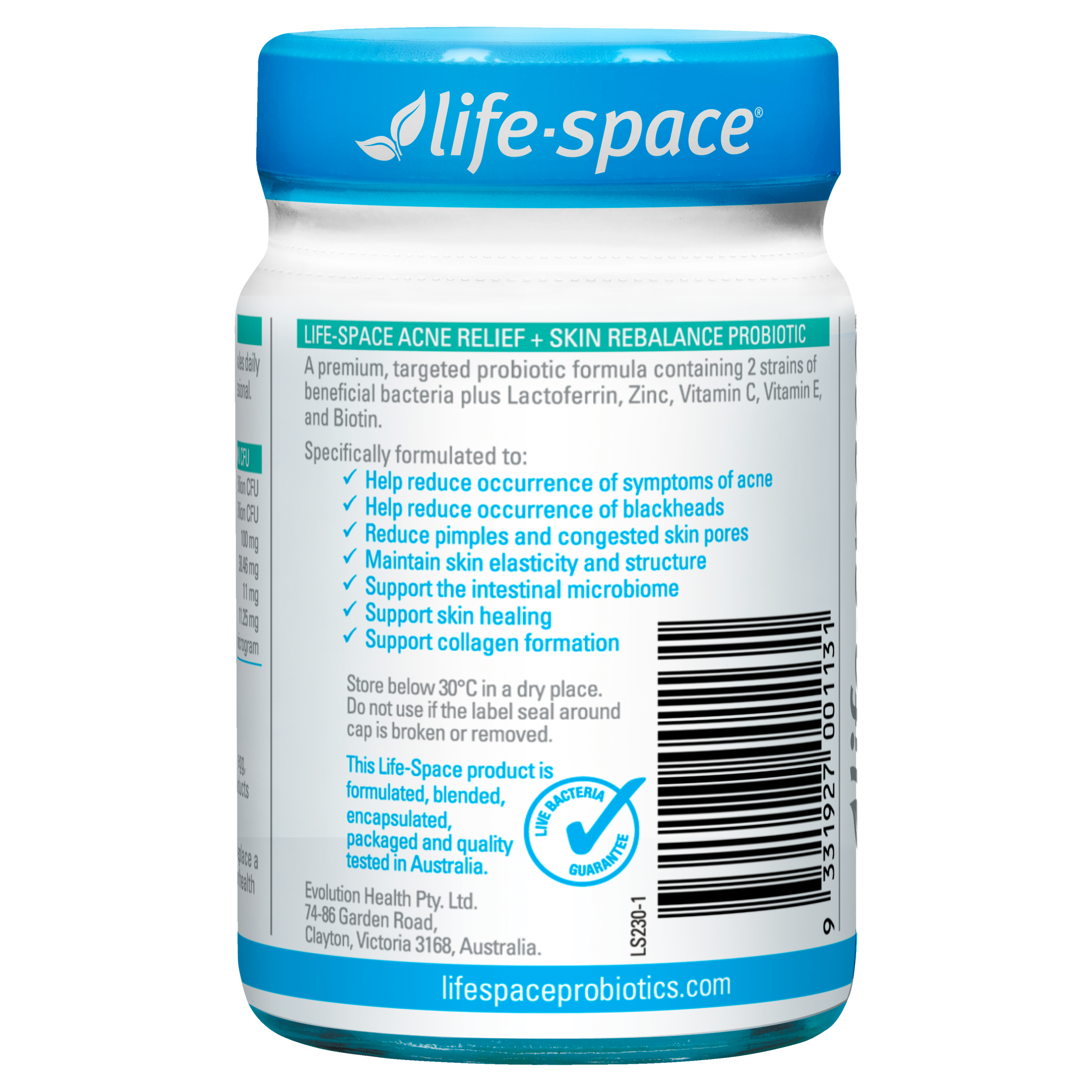 LIFE SPACE ACNE RELIEF SKIN REBALANCE 30 CAPSULES - Image 3