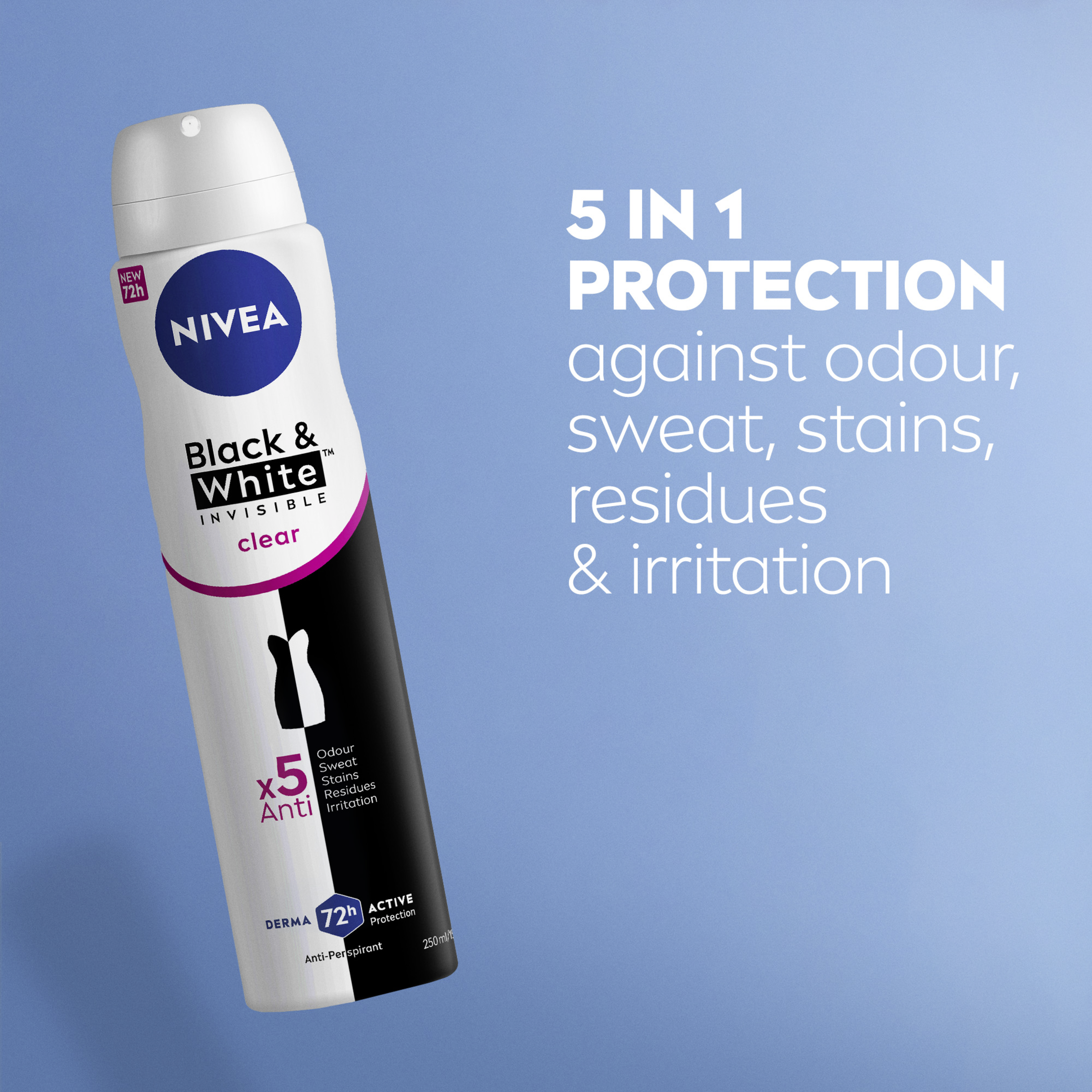 NIVEA WOMEN ANTIPERSPIRANT B&W INVISIBLE CLEAR 48H 250ML - Image 6