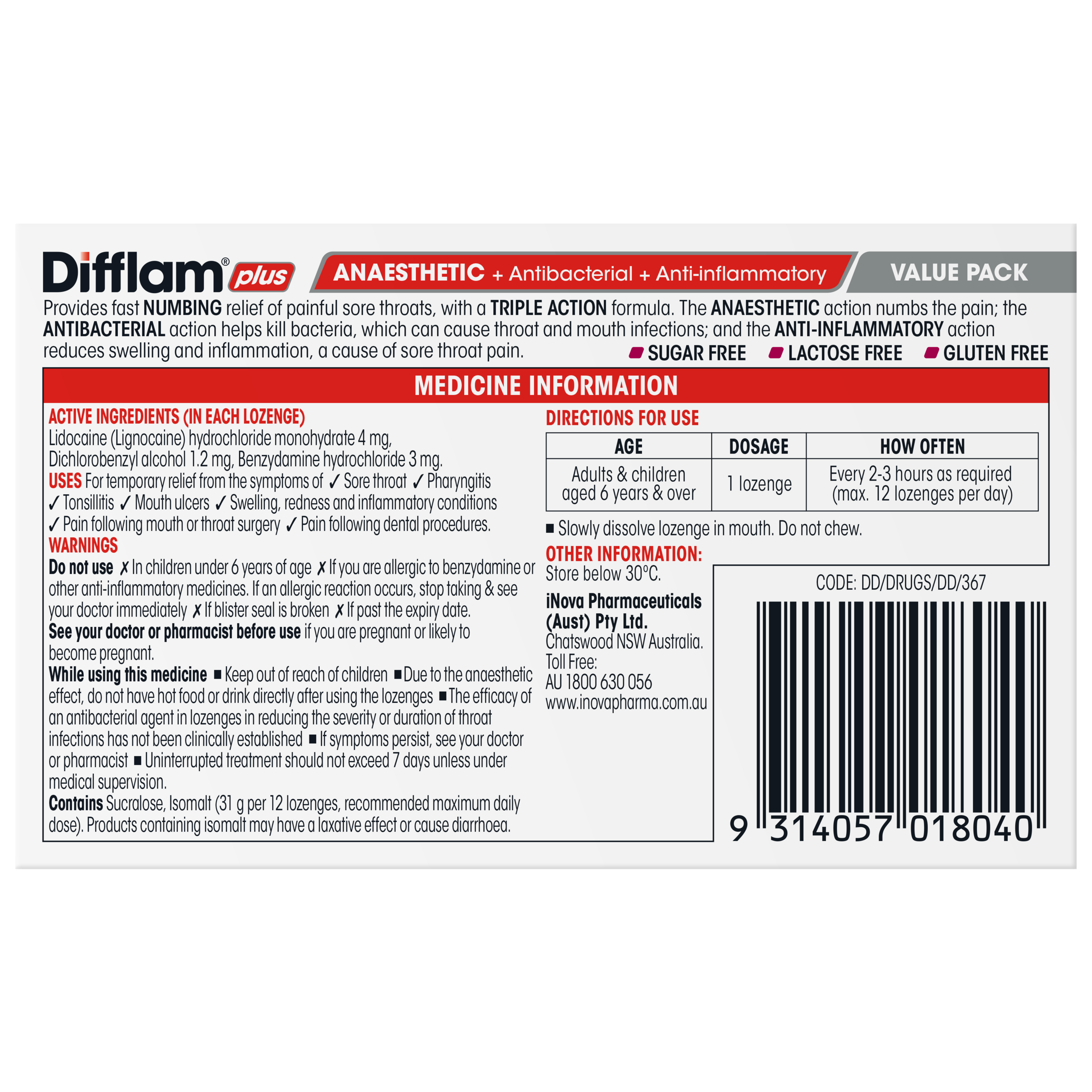 DIFFLAM PLUS ANAESTHETIC WILD BERRY 32 LOZENGES - Image 4