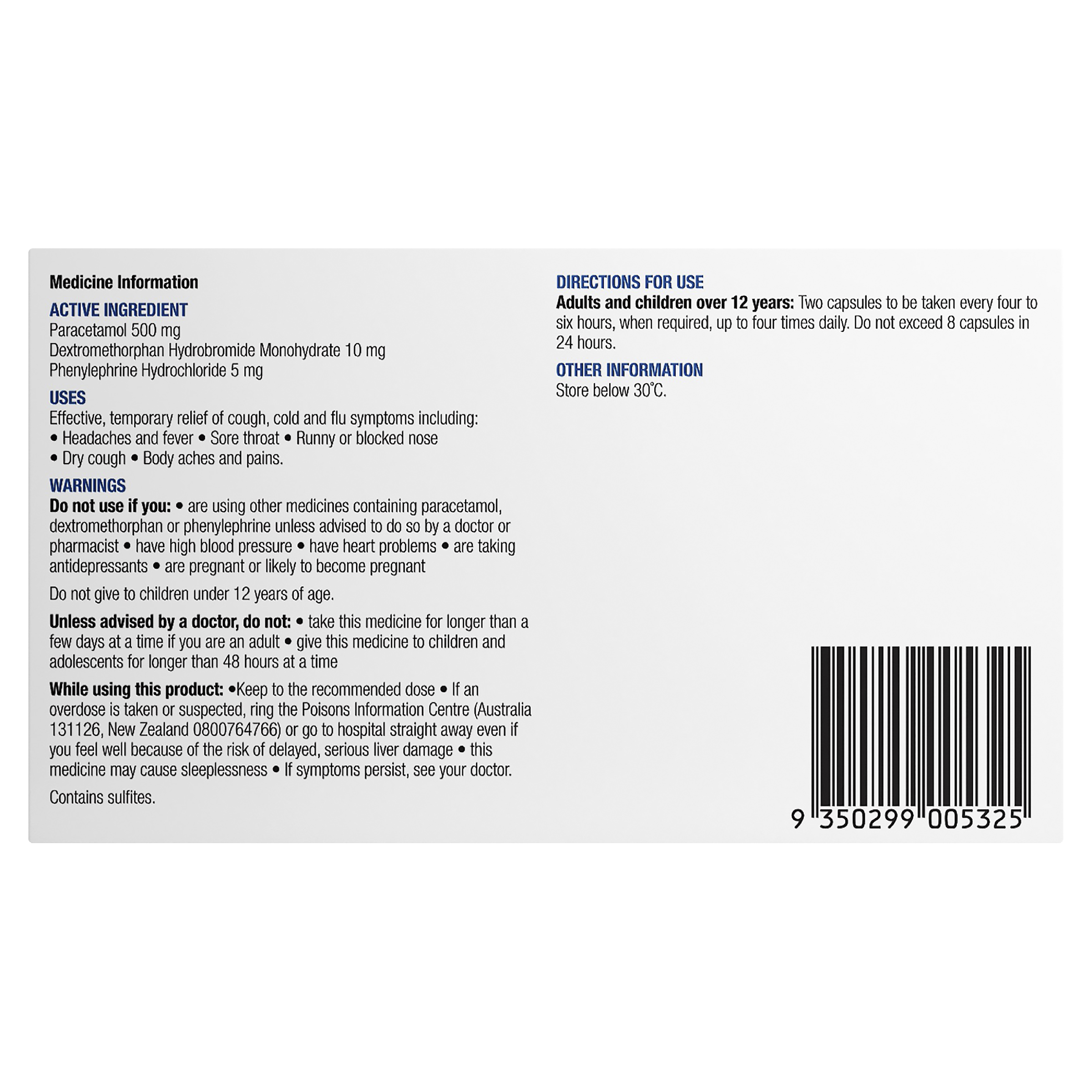 CHEMISTS OWN COUGH COLD & FLU PE RELIEF 48 CAPSULES - Image 3