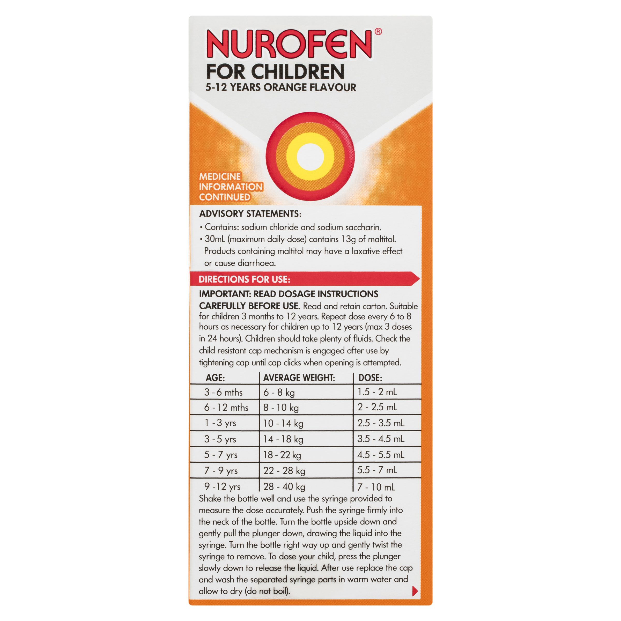 NUROFEN FOR CHILDREN 5 YEARS - 12 YEARS ORANGE 100ML - Image 4