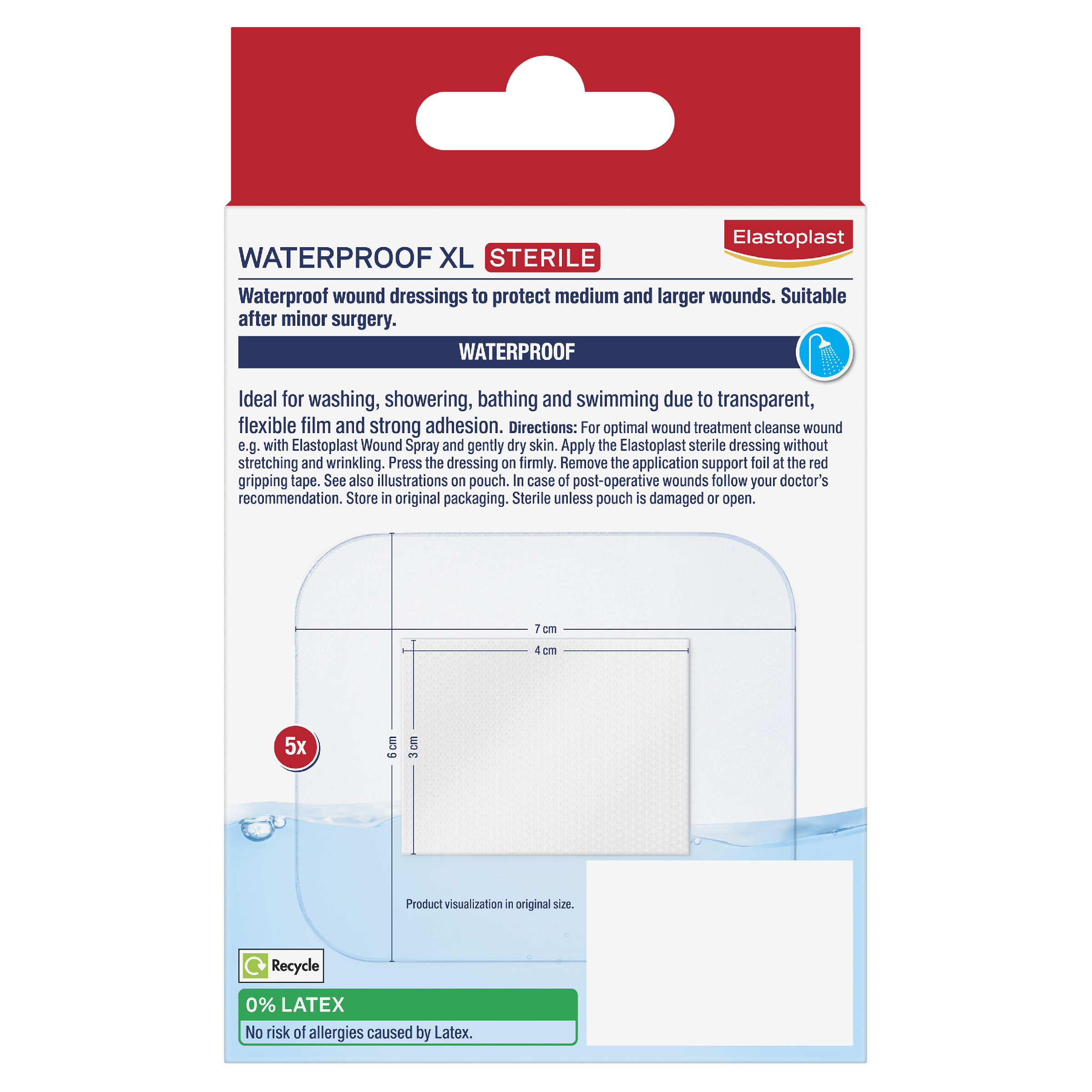 ELASTOPLAST AQUA PROTECT 6CM X 7CM XL 5 PACK - Image 2