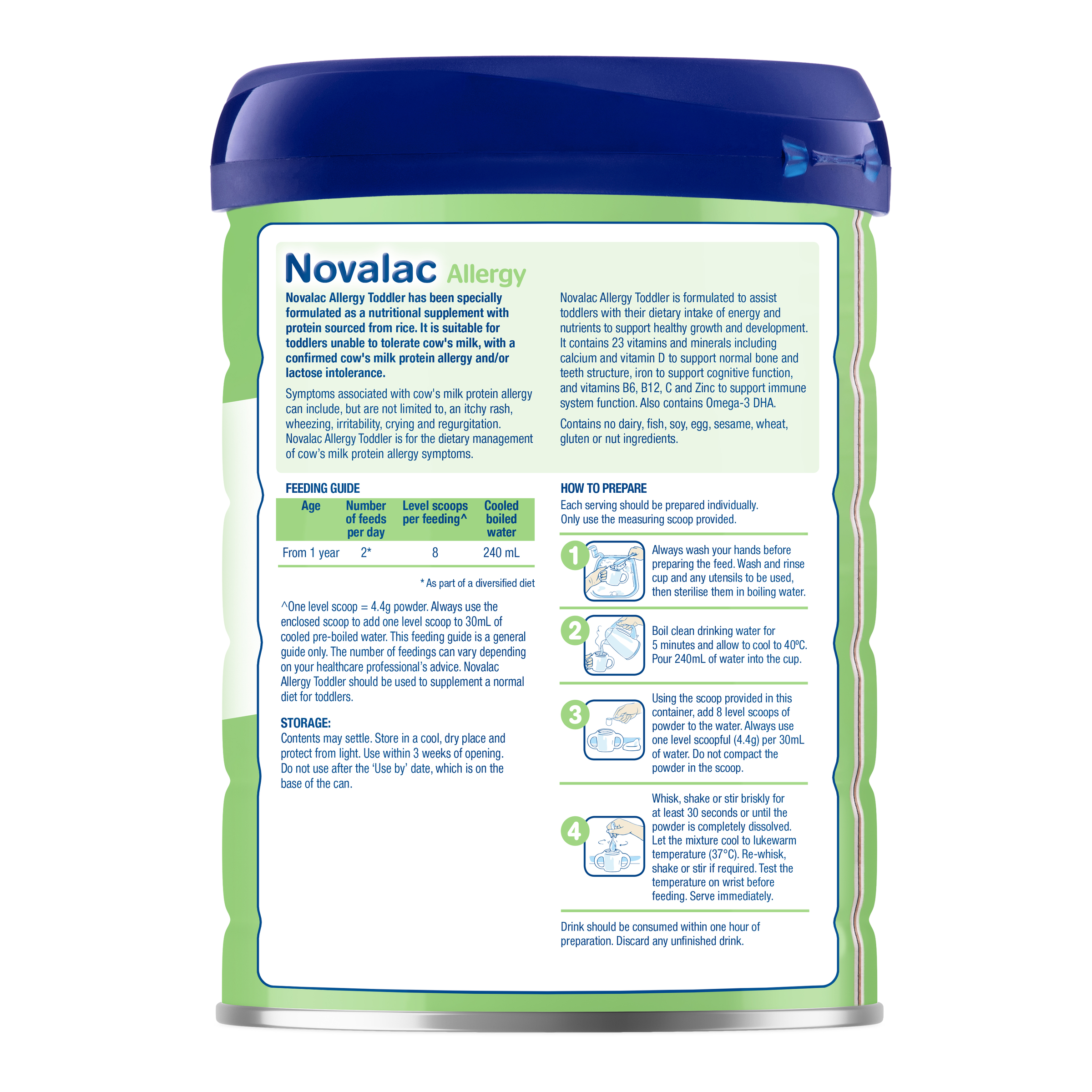 Novalac Allergy Rice Based Toddler Formula 12 Months+ 800g - Image 3