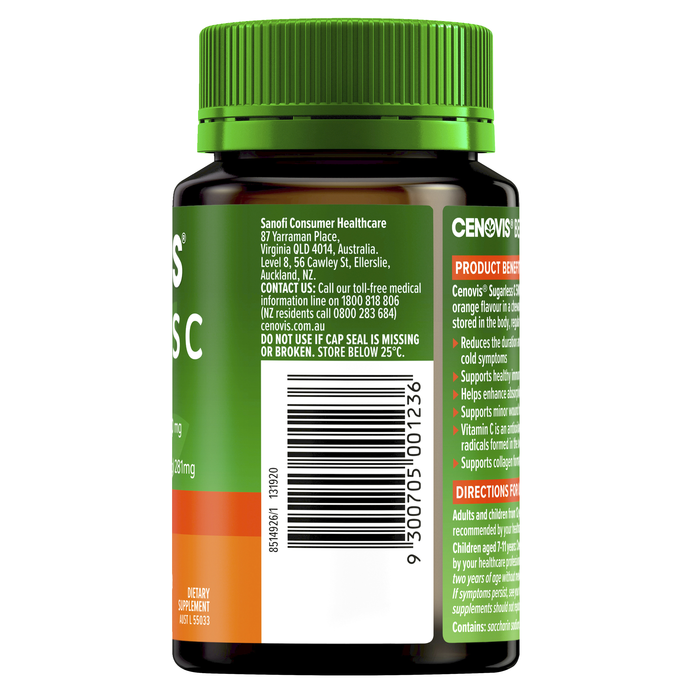 CENOVIS SUGARLESS C 500MG 100 TABLETS - Image 2
