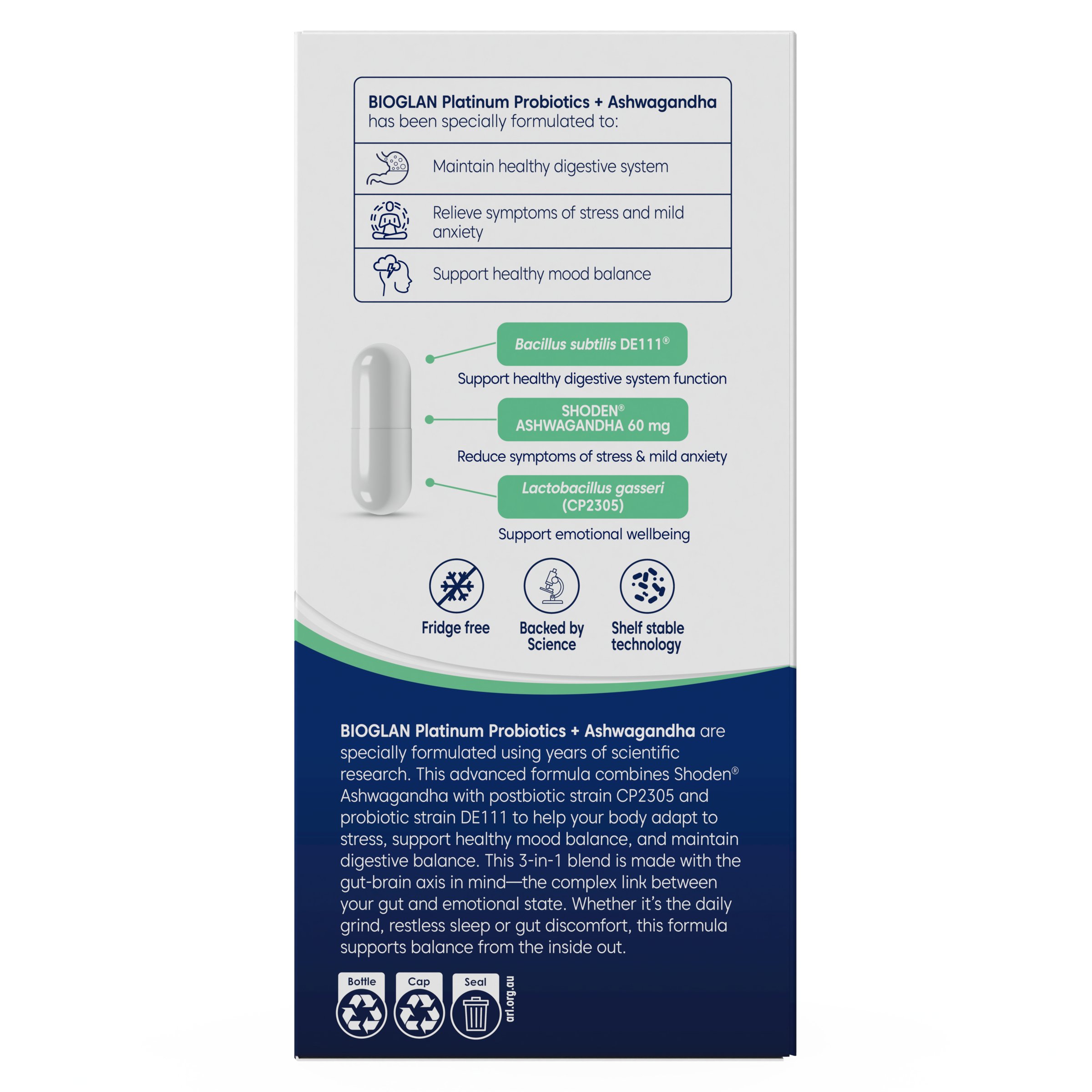 BIOGLAN PLATINUM PROBIOTICS + ASHWAGANDHA 50 CAPSULES - Image 4