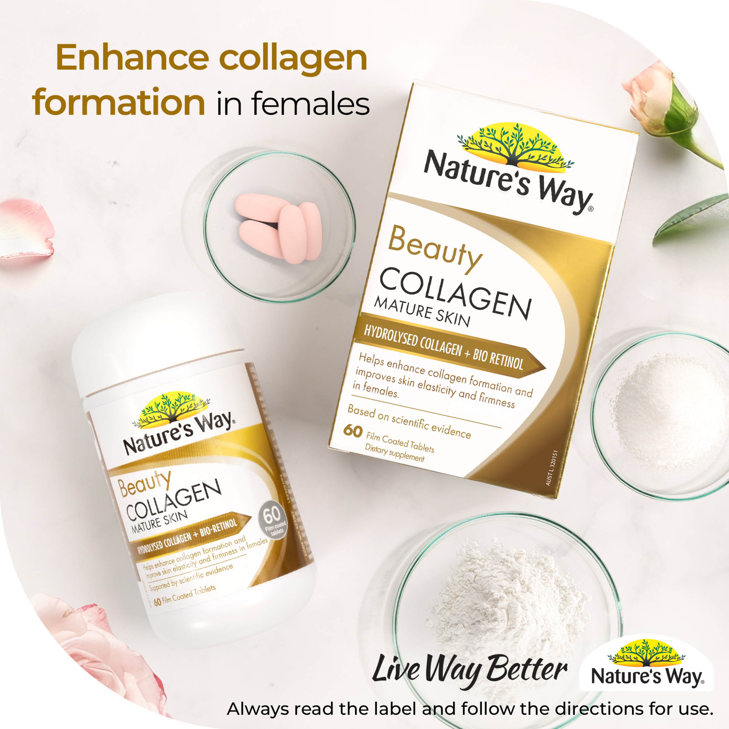 NATURES WAY BEAUTY COLLAGEN MATURE SKIN 60 TABLETS - Image 8
