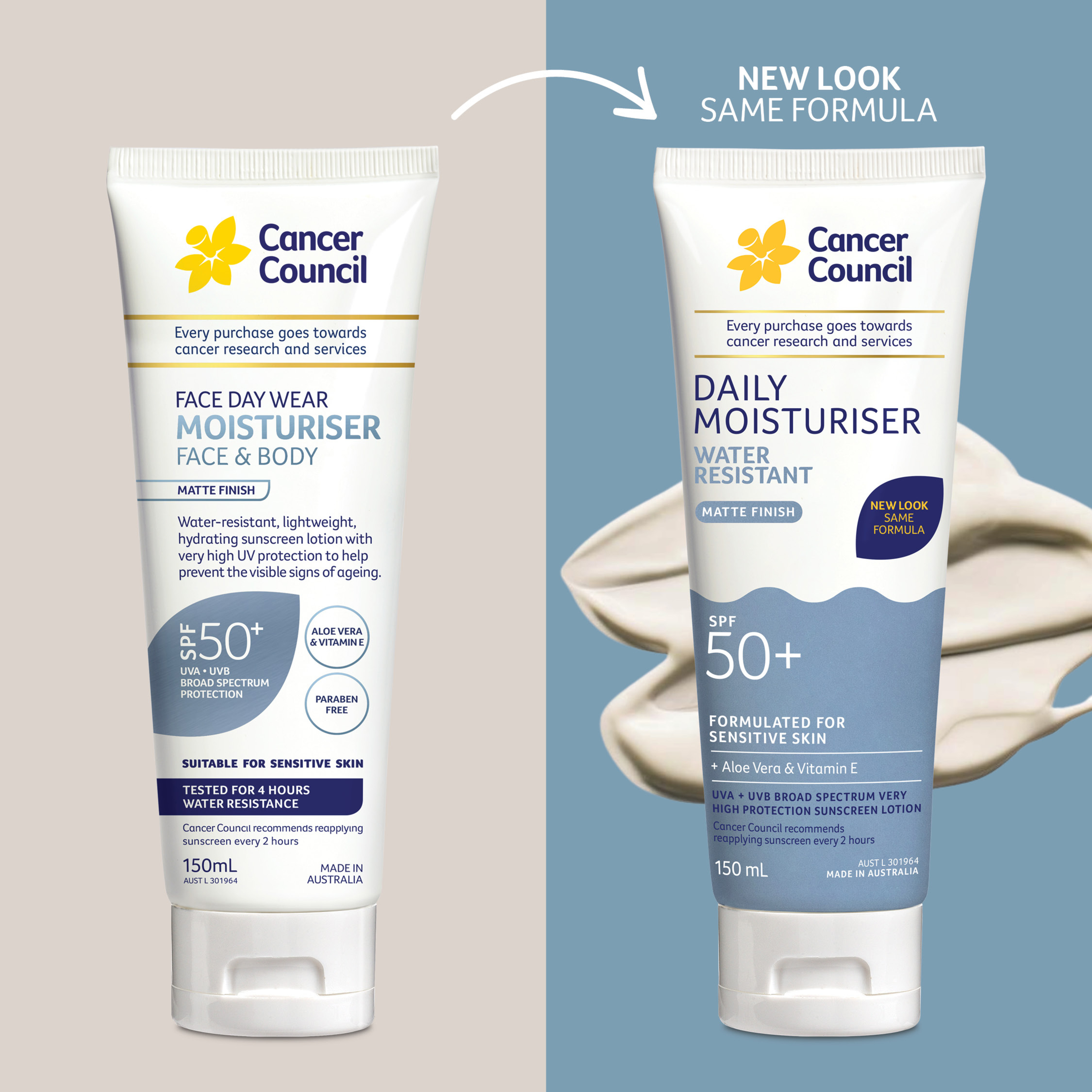 CANCER COUNCIL FACE SUNSCREEN MOISTURE INVISIBLE TUBE SPF50+ 150ML - Image 3
