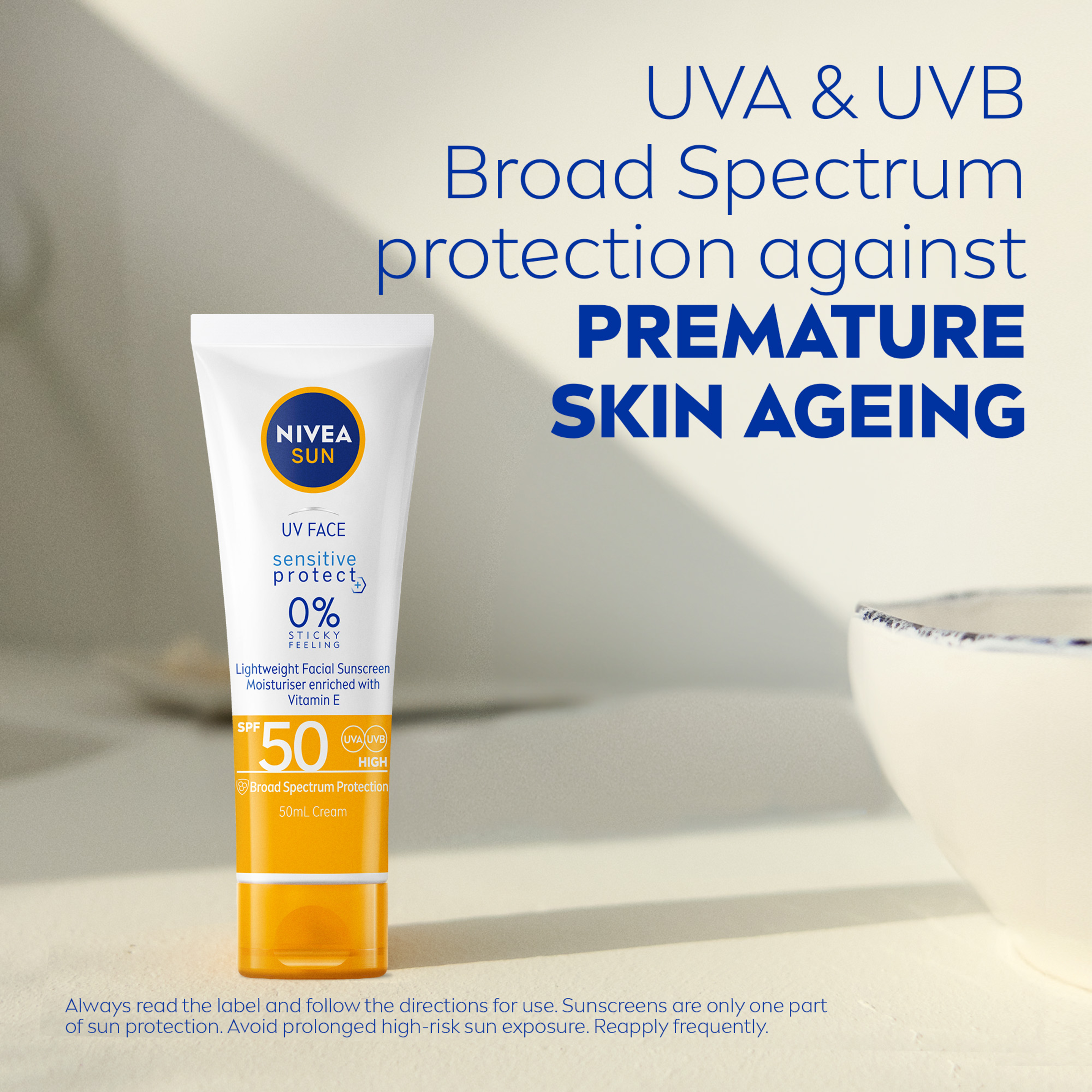 NIVEA UV FACE SENSITIVE SUNSCREEN SPF50+ 50ML - Image 4