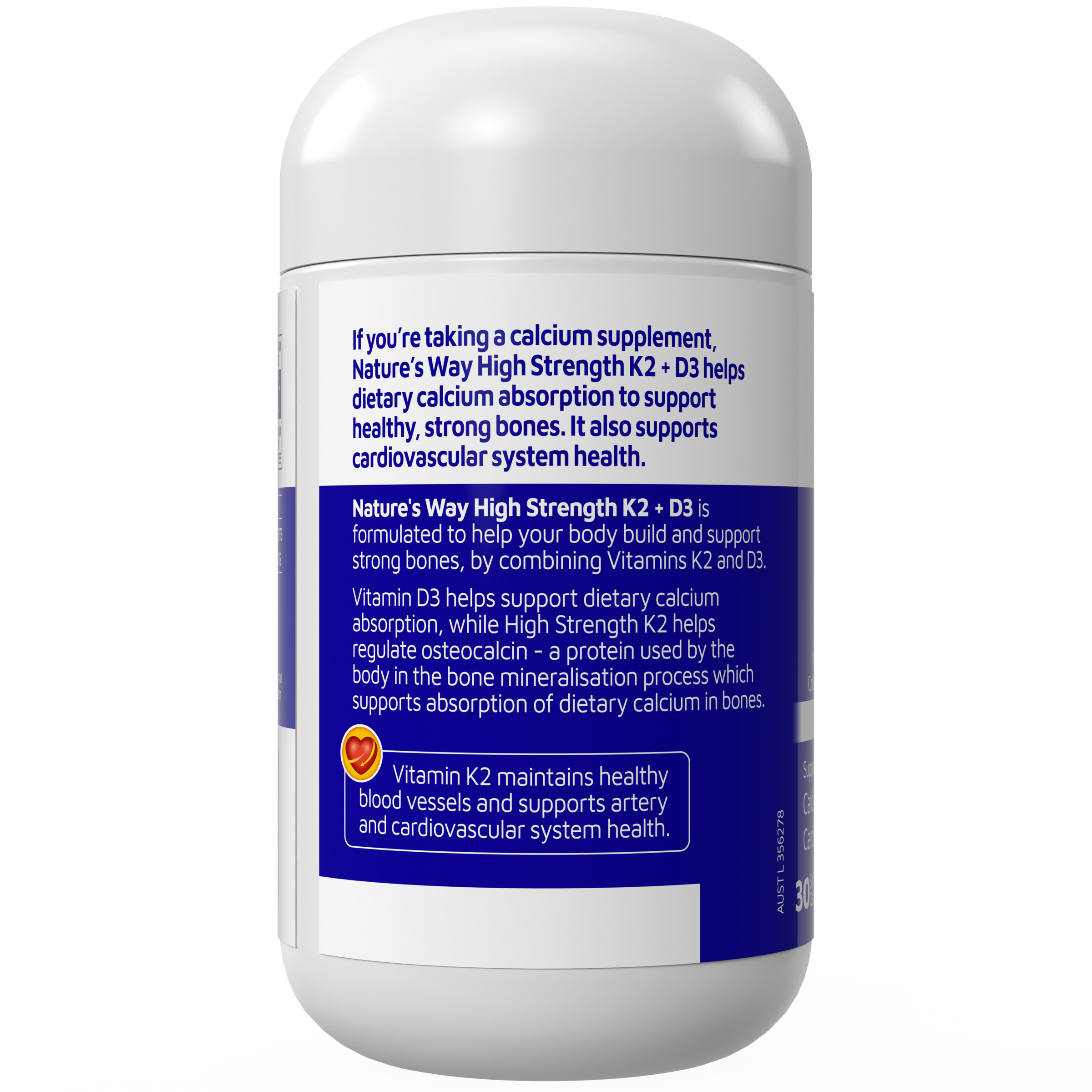 NATURES WAY VITAMIN K2 + D3 30 CAPSULES - Image 2