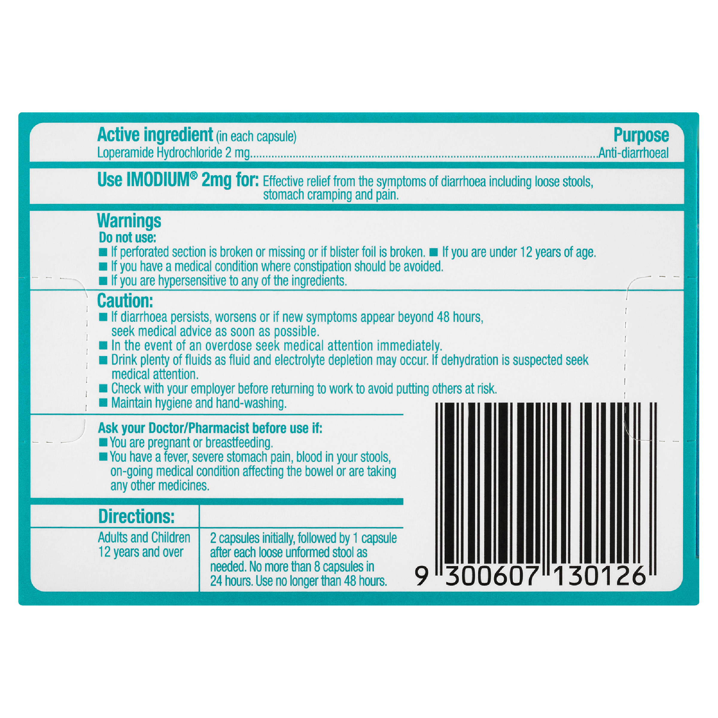 IMODIUM DIARRHOEA RELIEF 8 CAPSULES - Image 4