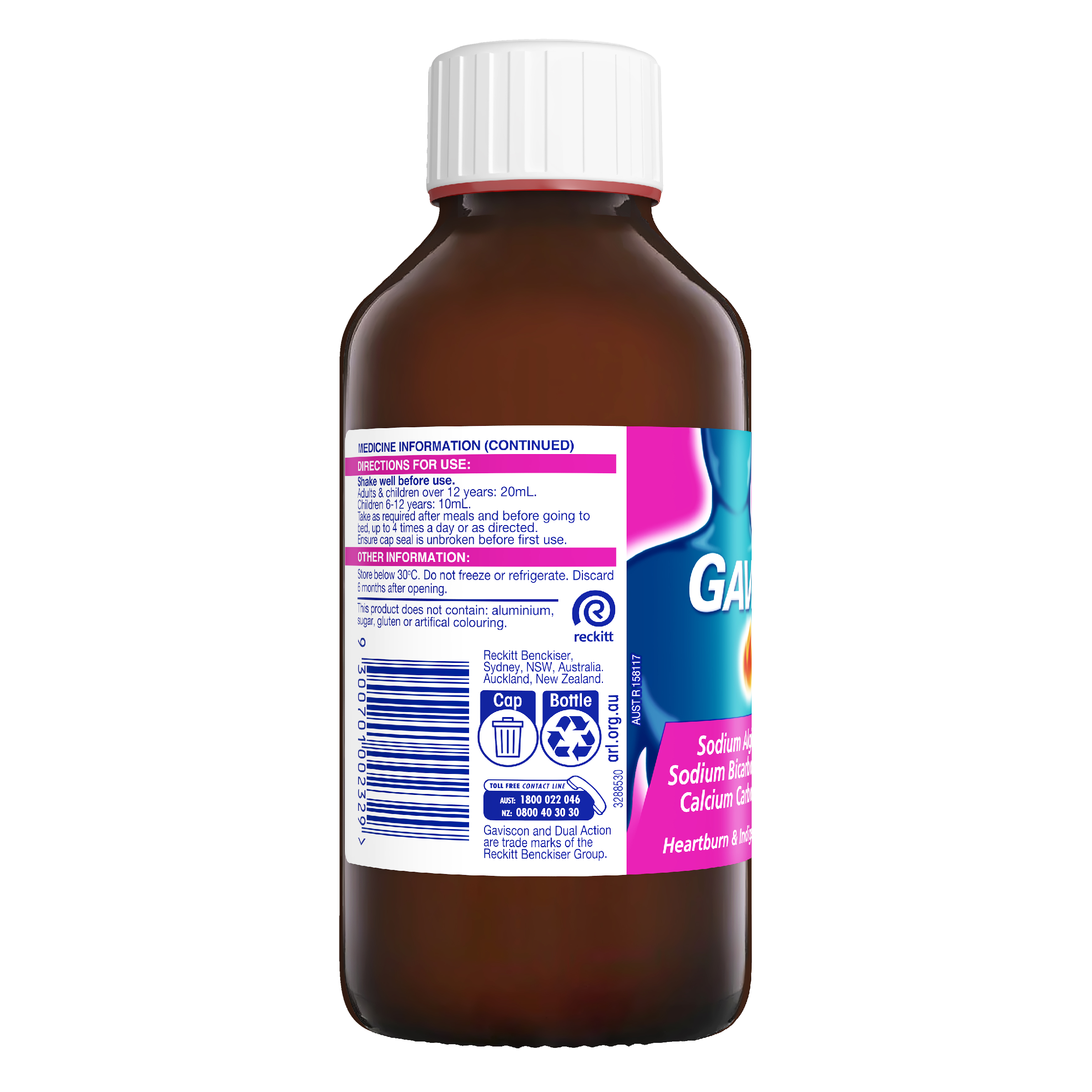 GAVISCON DUAL ACTION PEPPERMINT LIQUID 300ML - Image 3