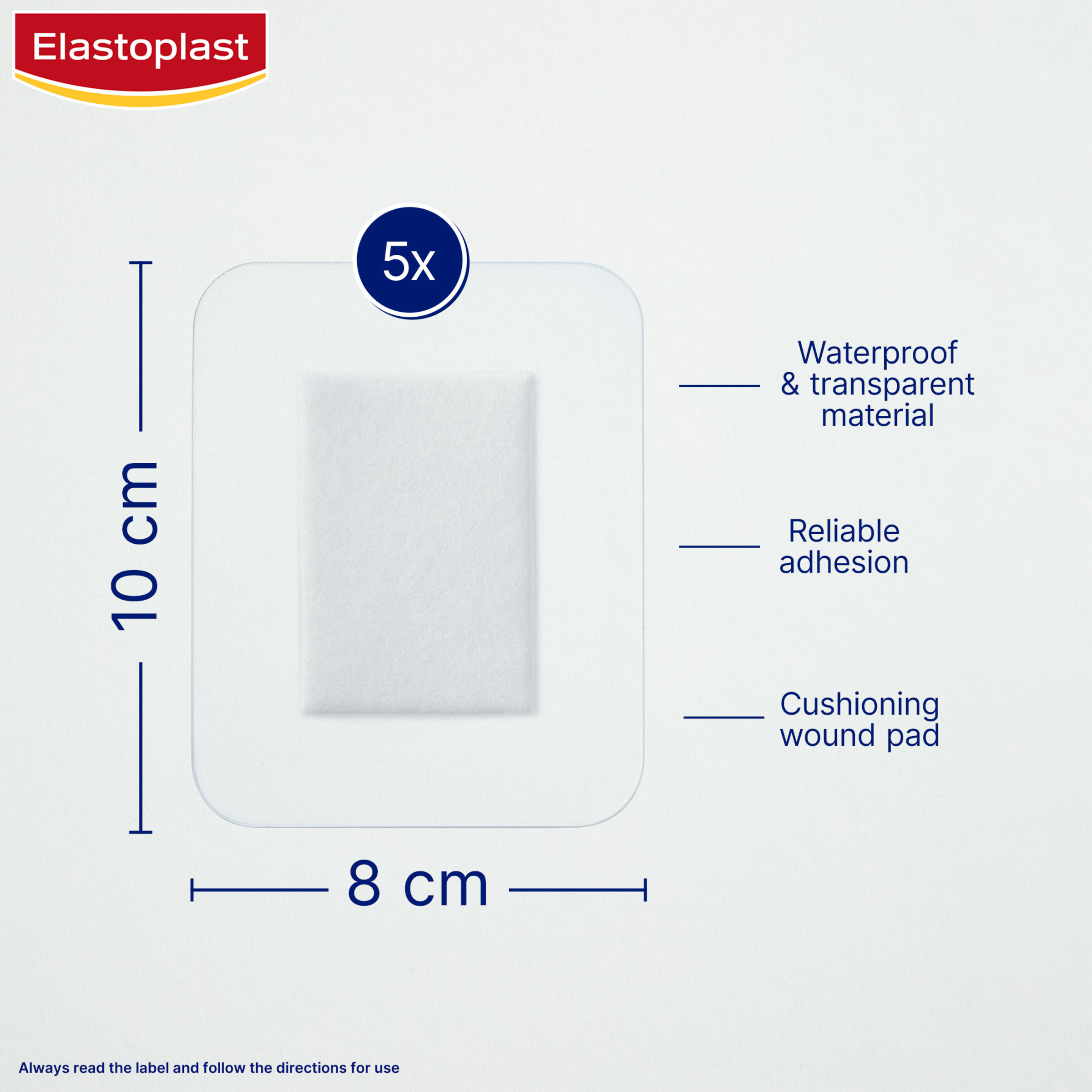 ELASTOPLAST WATERPROOF XXL DRESSING 8CM X 10CM 5 PACK - Image 3