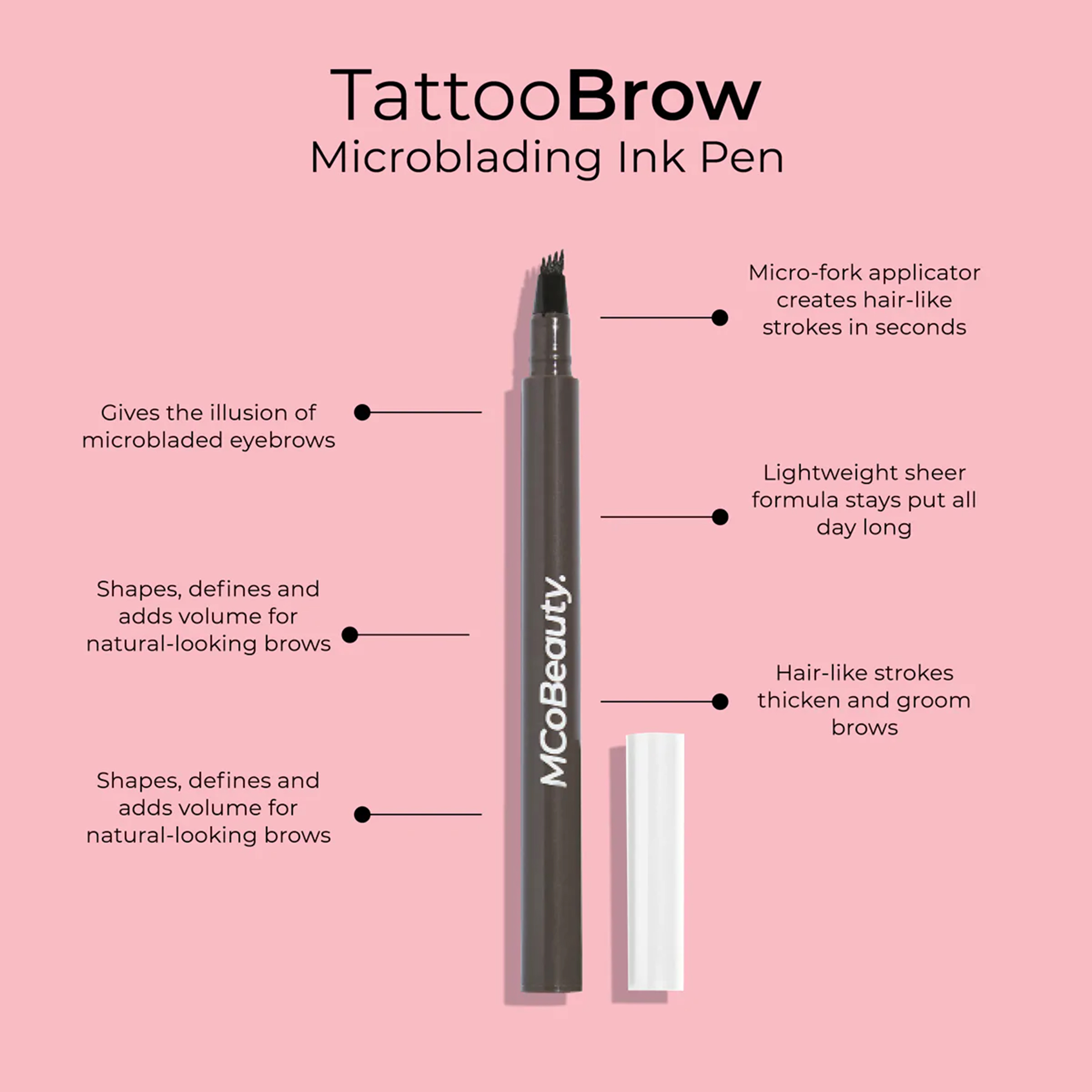 MCO BEAUTY TATTOO BROW MICROBLADING INK PEN MED/DARK - Image 3