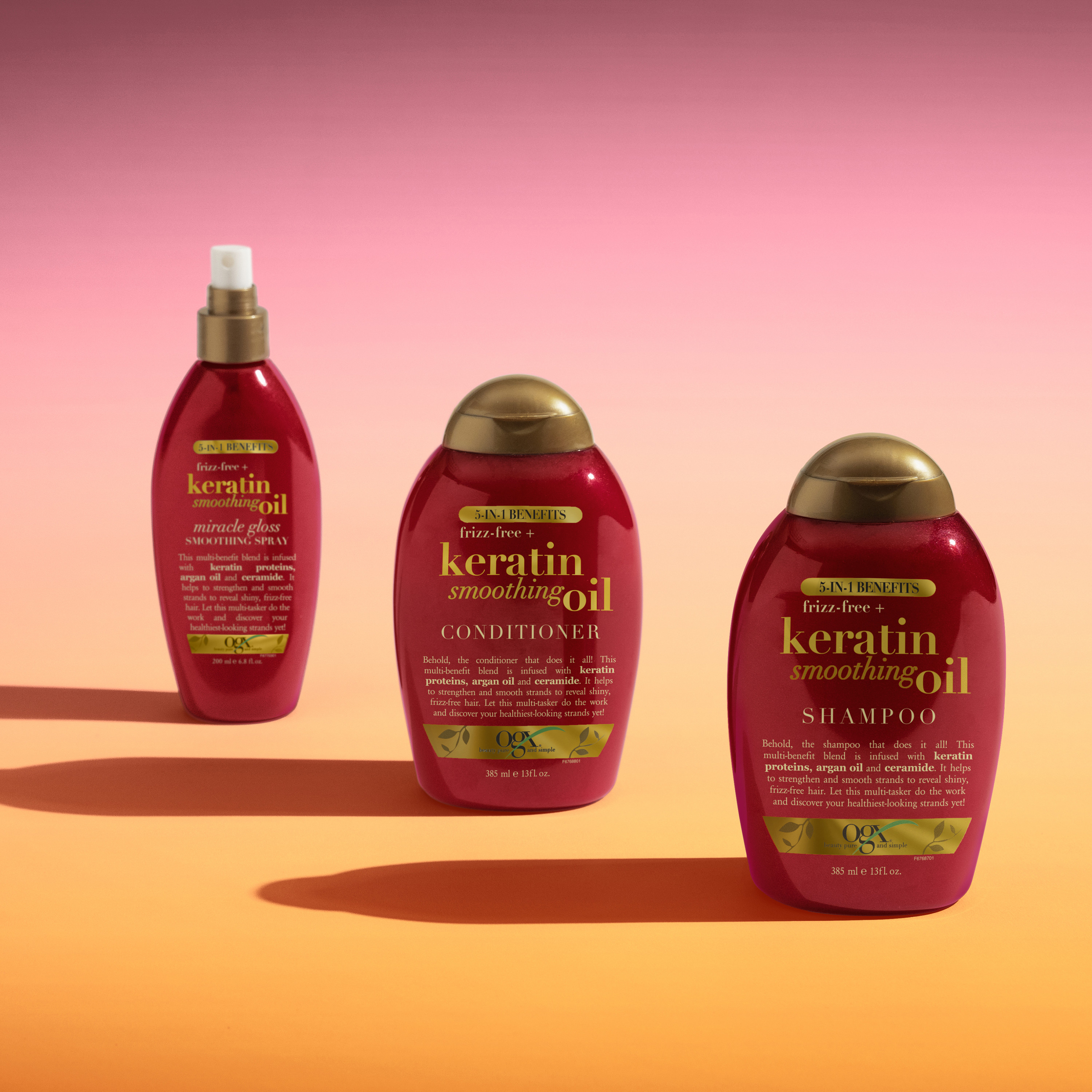 OGX 5IN1 BENEFITS FRIZZ FREE + KERATIN OIL SHAMPOO 385ML - Image 9