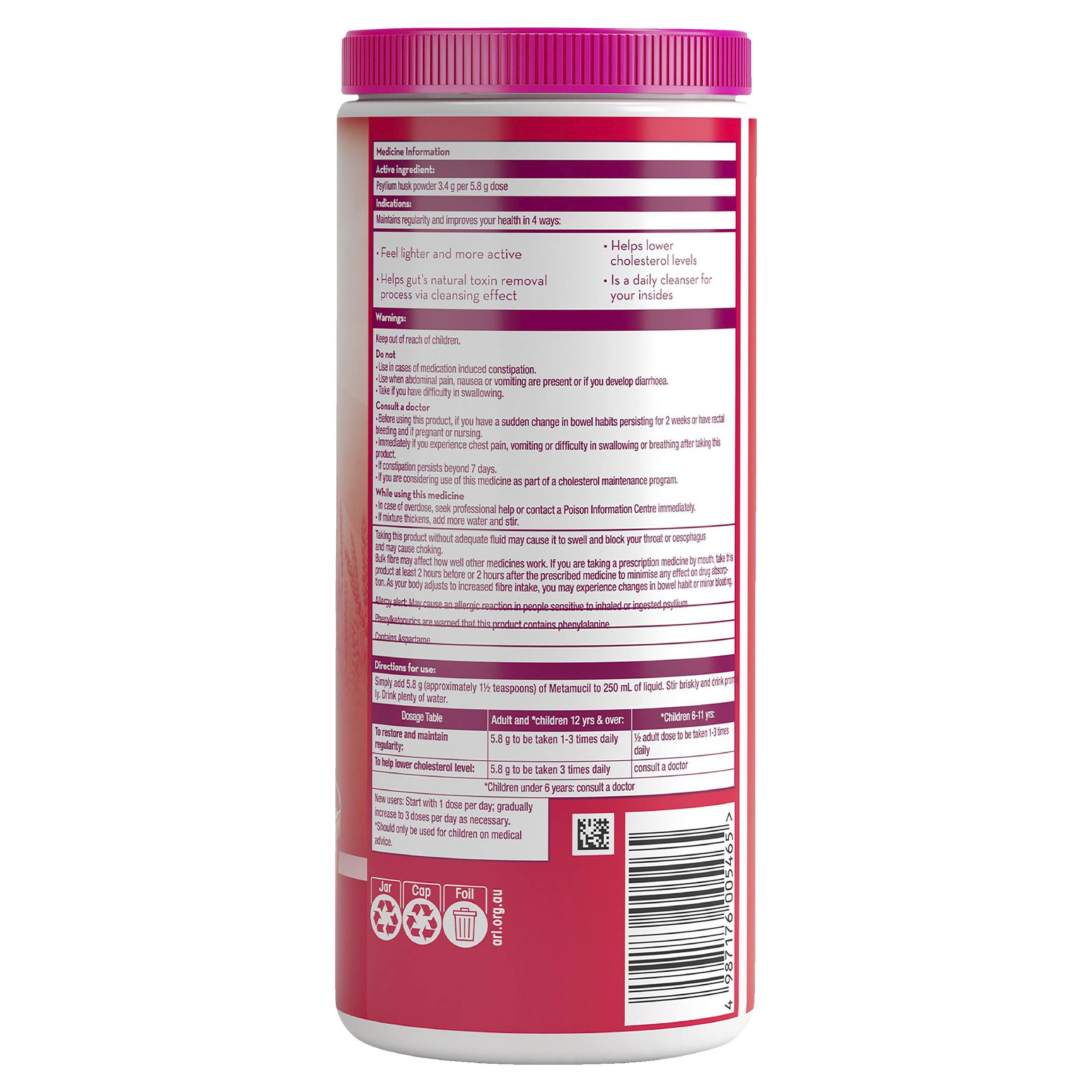 METAMUCIL WILD BERRY SMOOTH 425G 72 DOSES - Image 2