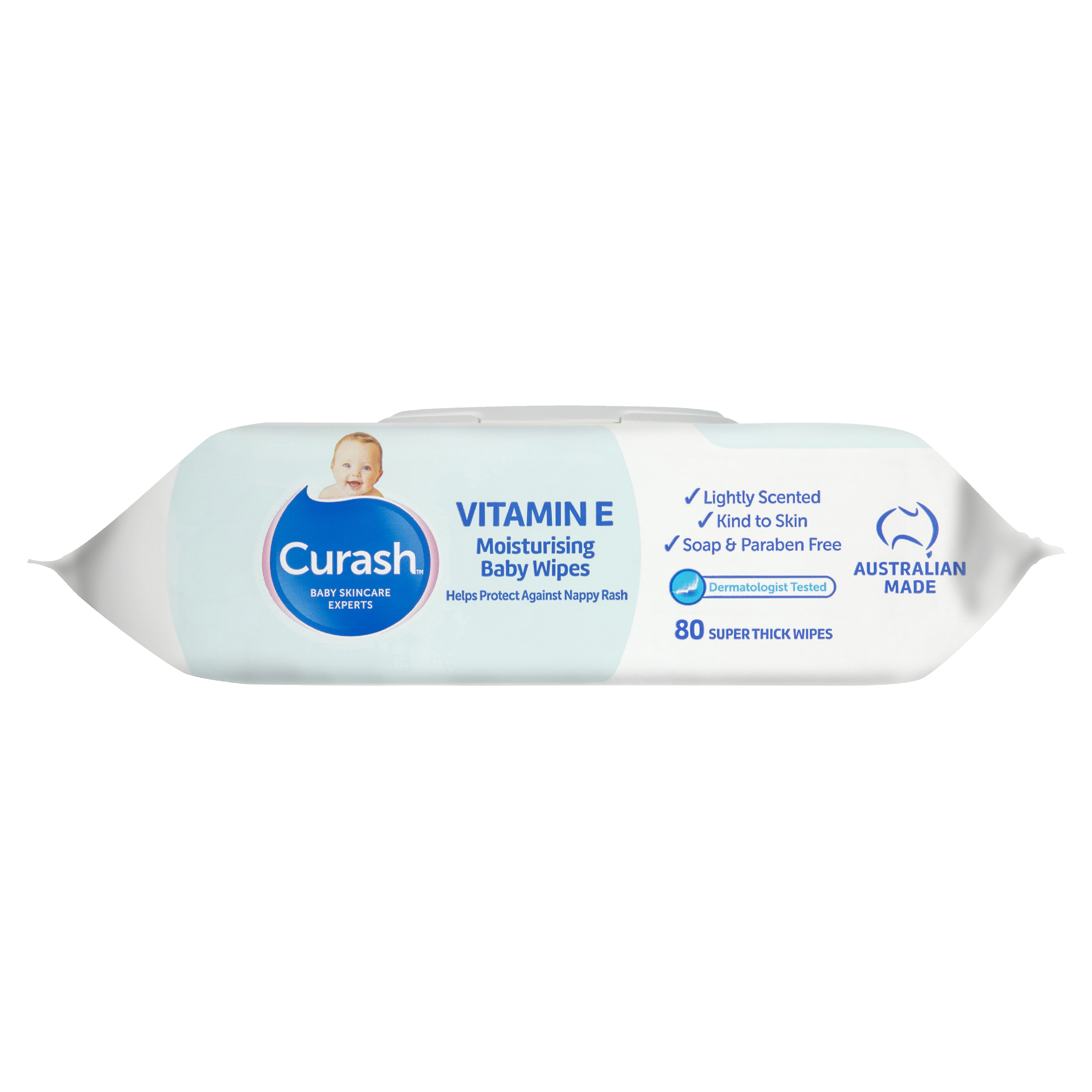 CURASH BABYCARE WIPES VITAMIN E 80 PACK - Image 3
