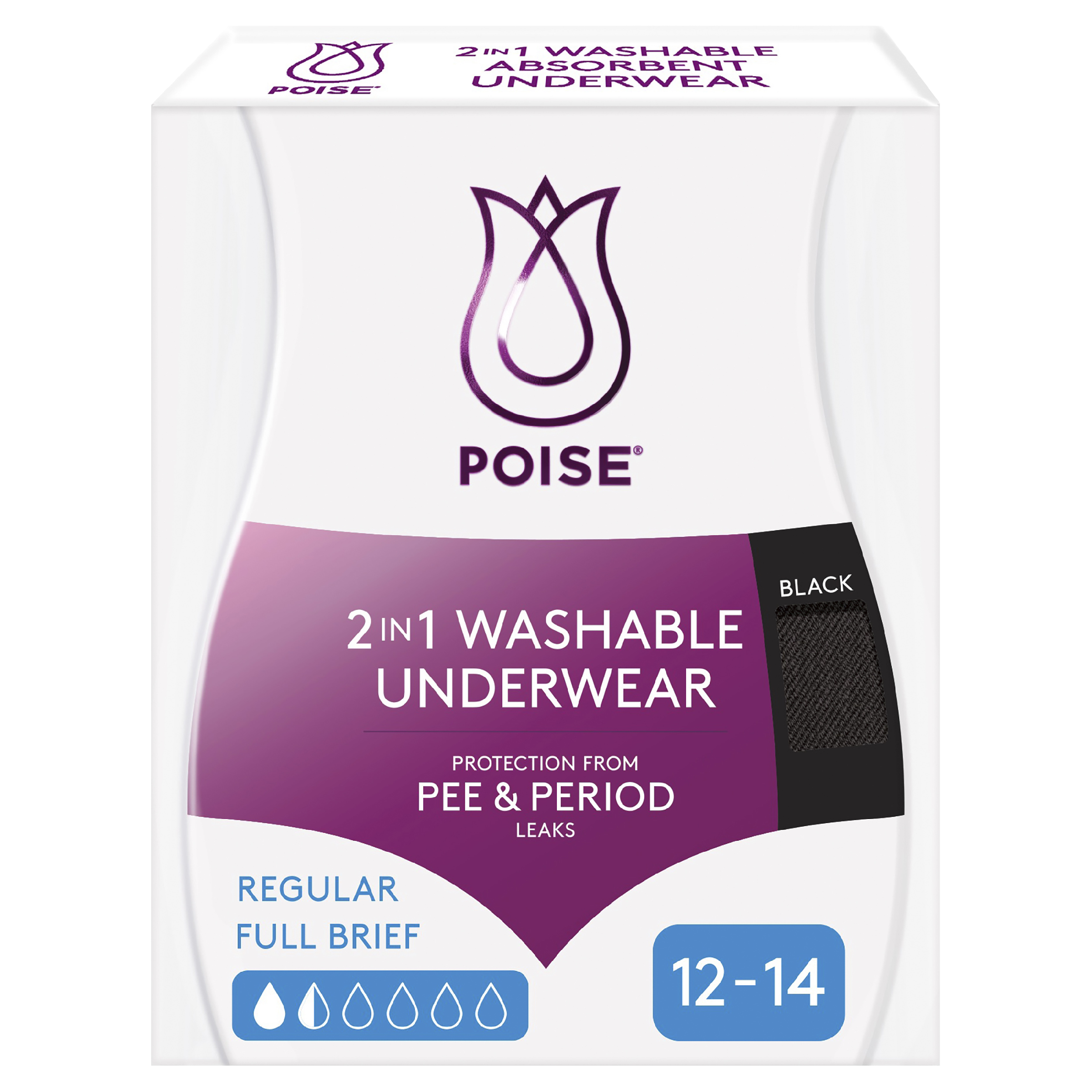 POISE 2-IN-1 PERIOD & INCONTINENCE UNDIES BLACK 12/14 - Image 11
