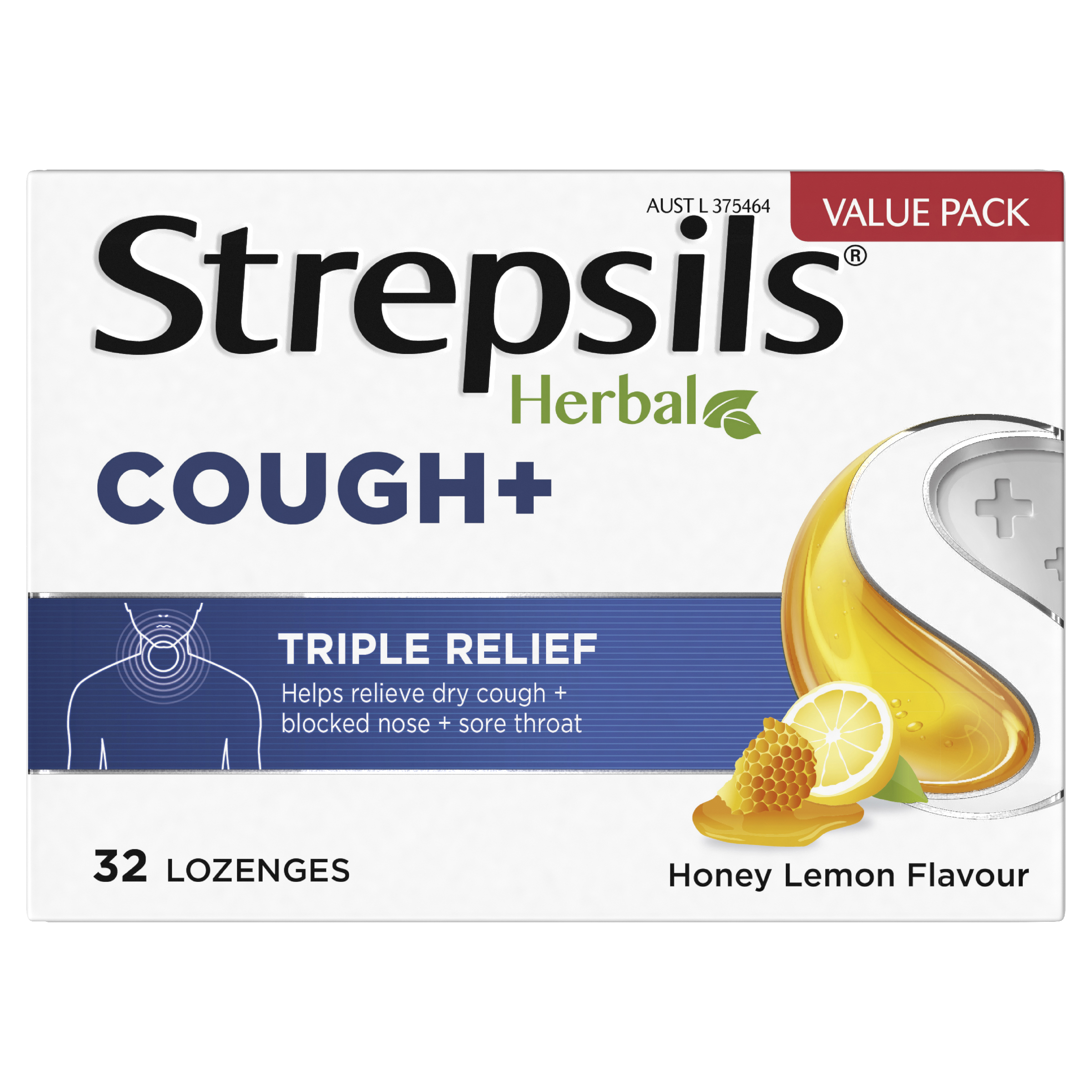 STREPSILS HERBAL COUGH  HONEY LEMON 32 LOZENGES - Image 2