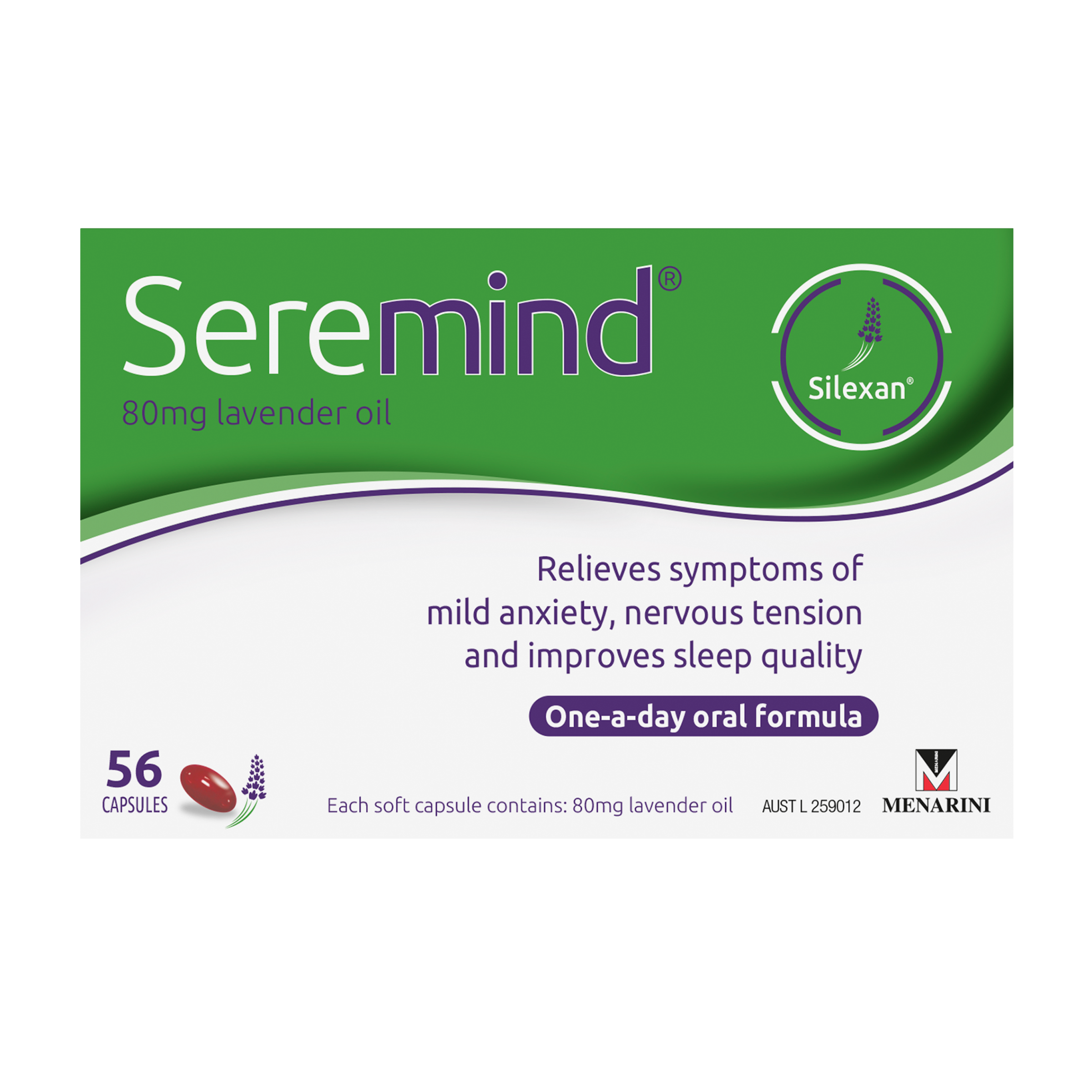 SEREMIND 80MG LAVENDER OIL 56 CAPSULES - Image 2