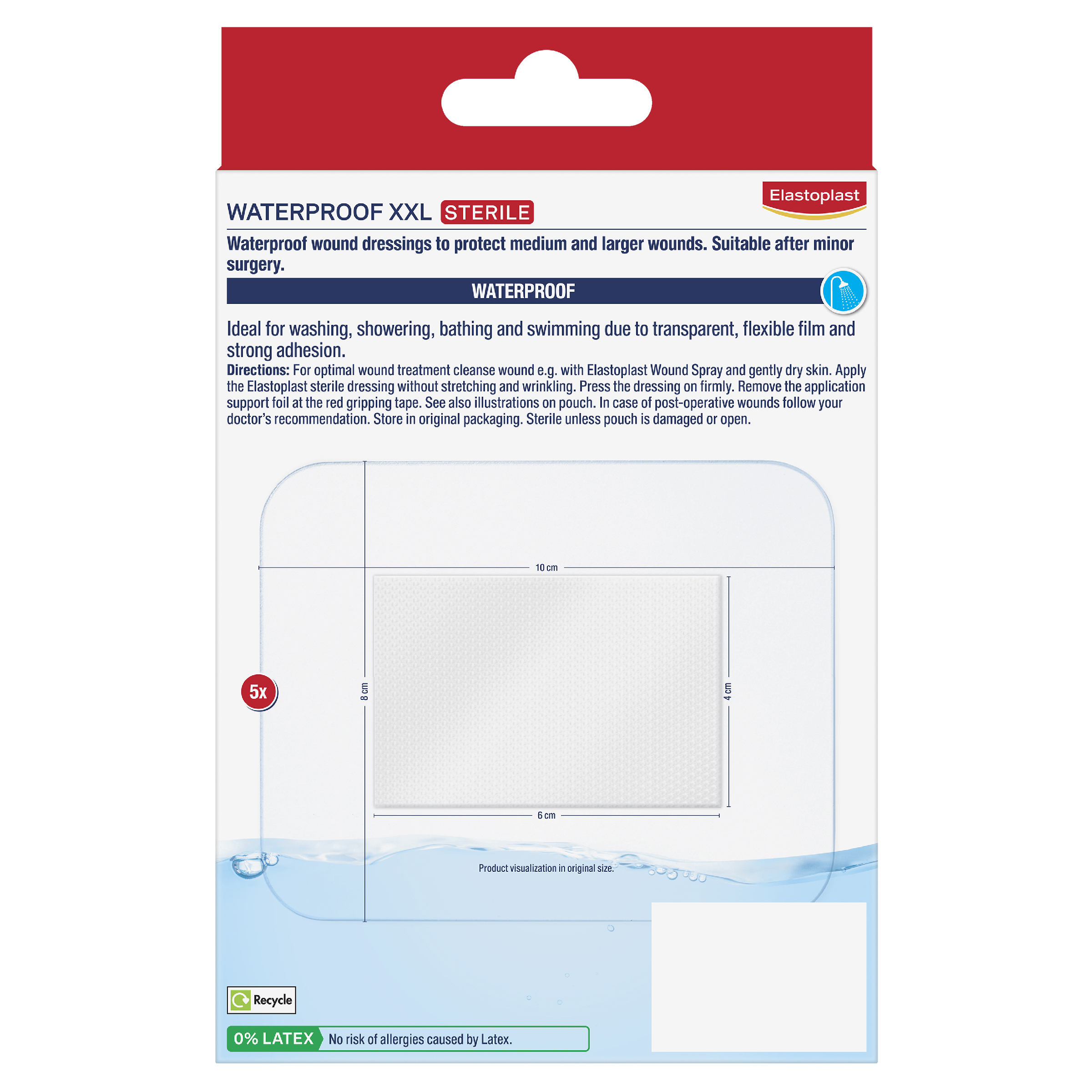 ELASTOPLAST WATERPROOF XXL DRESSING 8CM X 10CM 5 PACK - Image 2