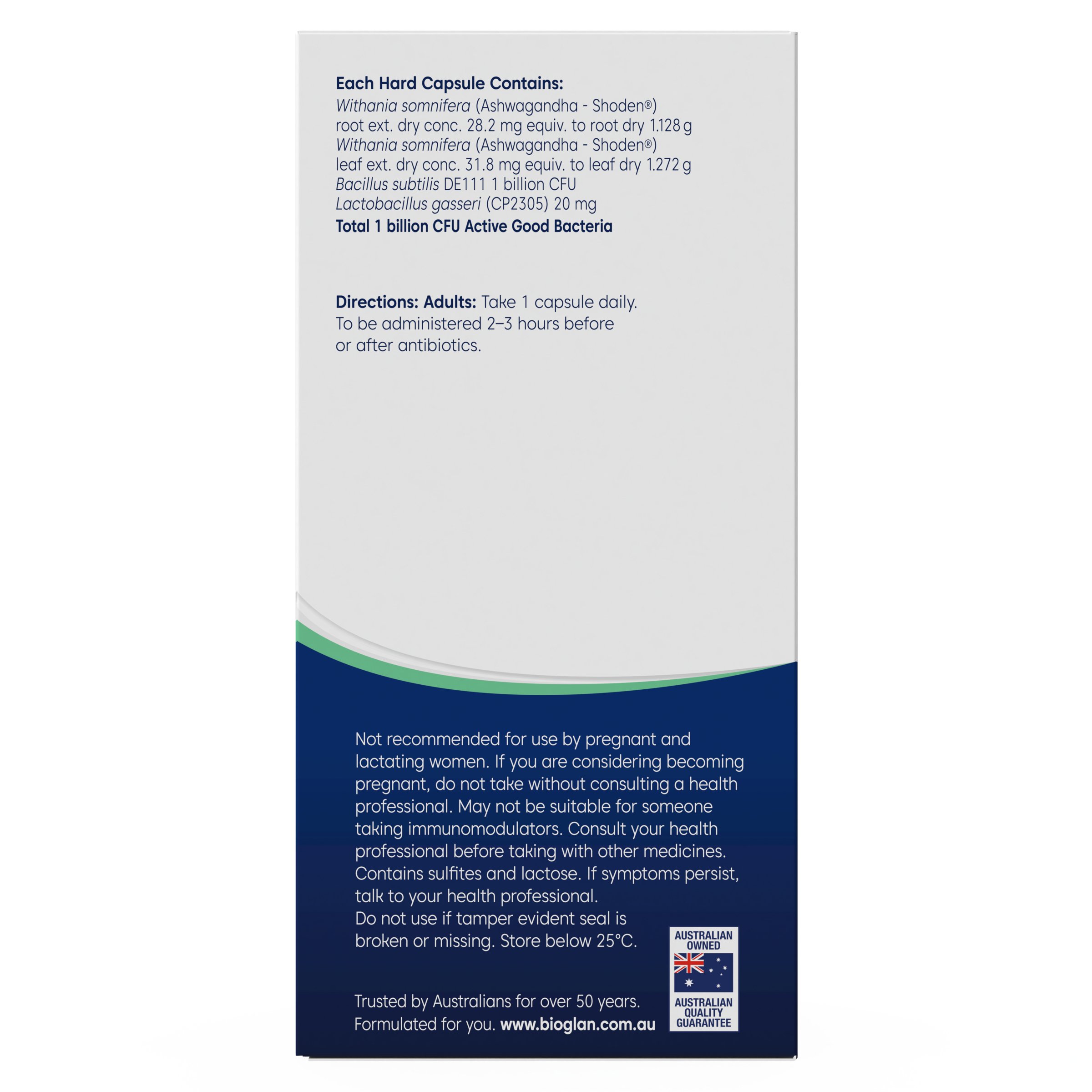 BIOGLAN PLATINUM PROBIOTICS + ASHWAGANDHA 50 CAPSULES - Image 3