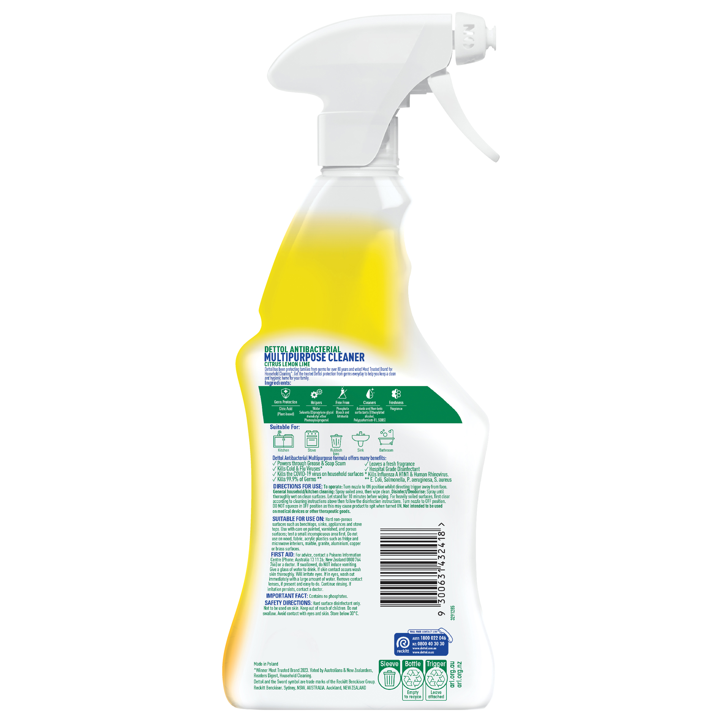 DETTOL MULTI PURPOSE SPRAY CITRUS LEMON LIME 750ML - Image 4