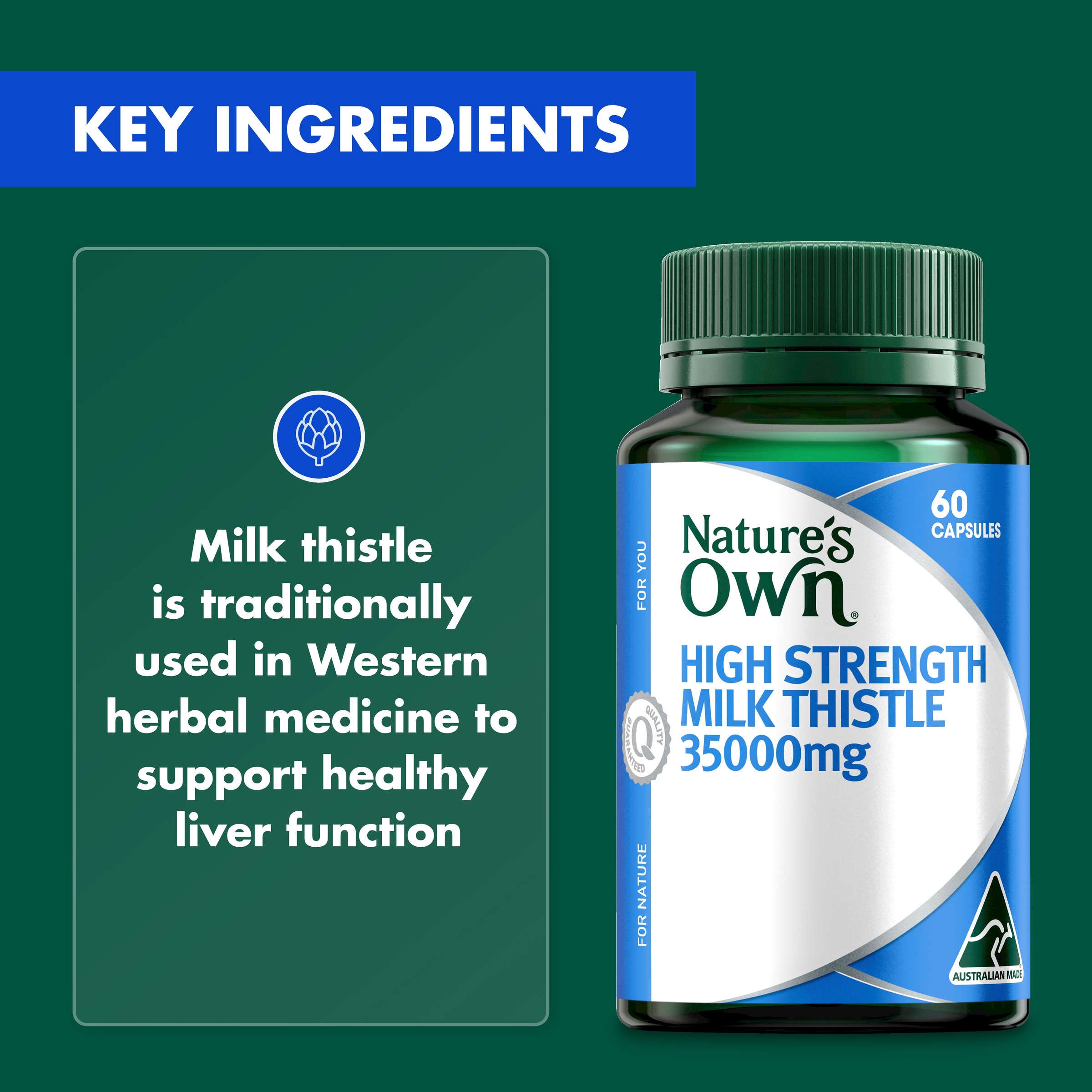 NATURES OWN HIGH STRENGTH MILK THISTLE 35000MG 60 CAPSULES - Image 5