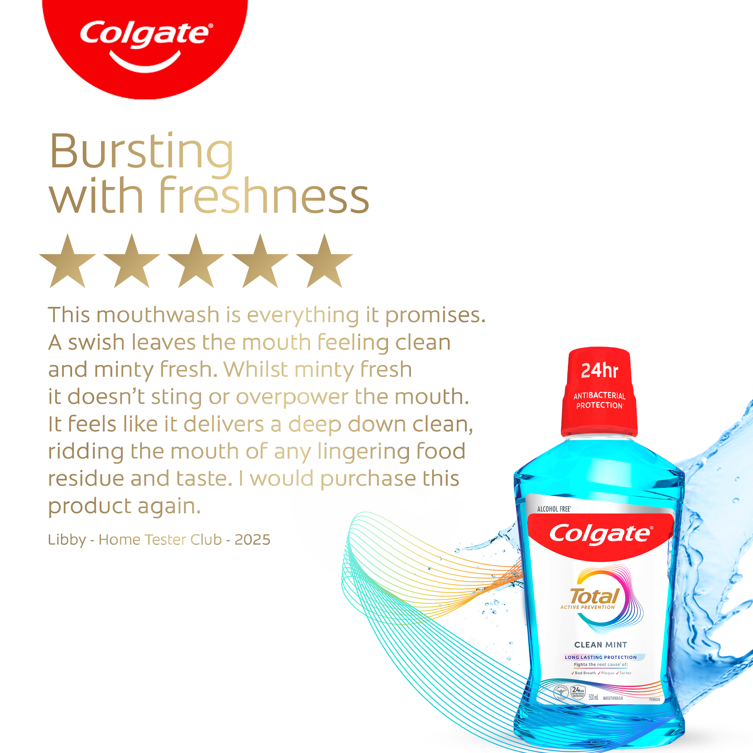 COLGATE MOUTHWASH TOTAL CLEAN MINT 500ML - Image 11