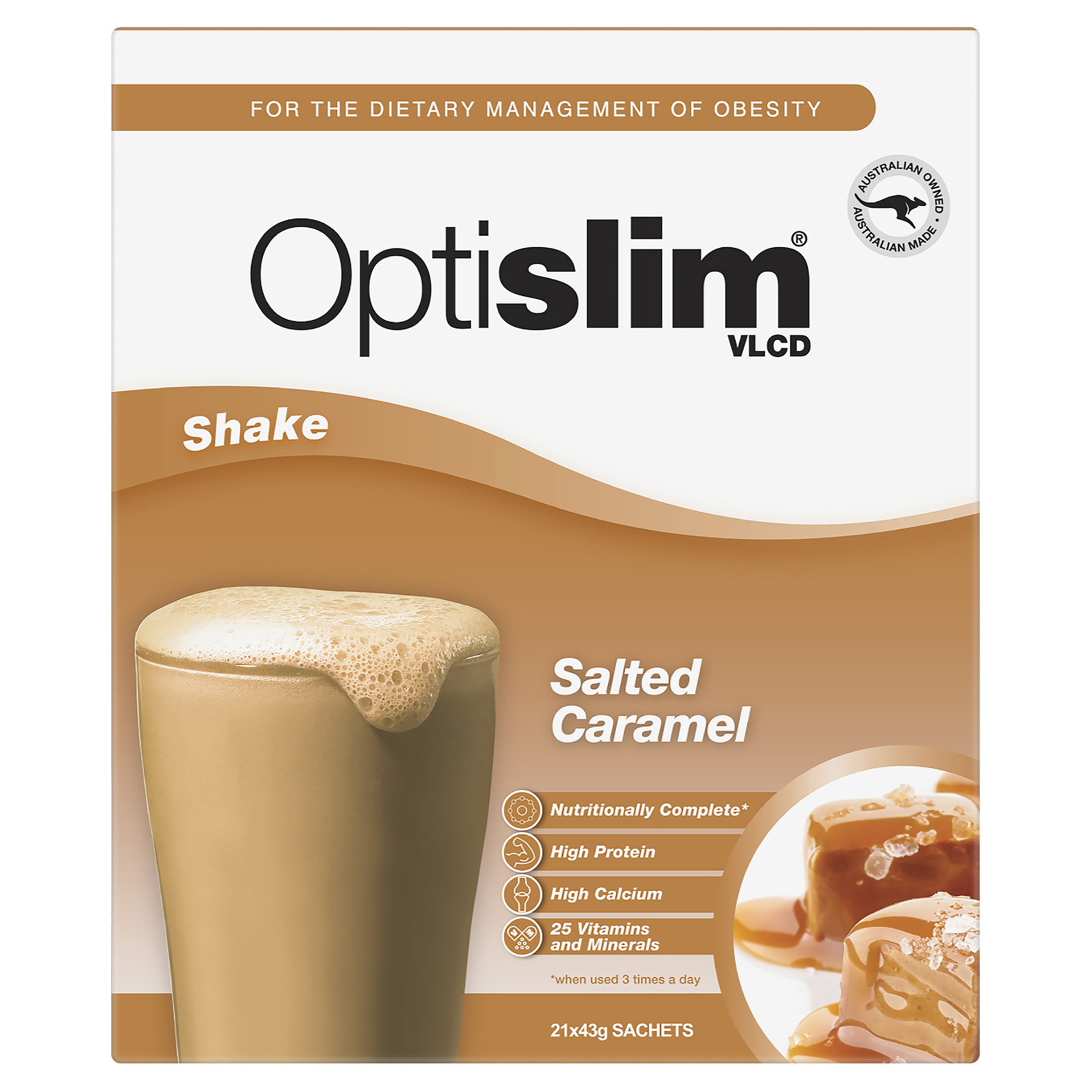 OPTISLIM VLCD SHAKE SALTED CARAMEL 43G 21 PACK - Image 6