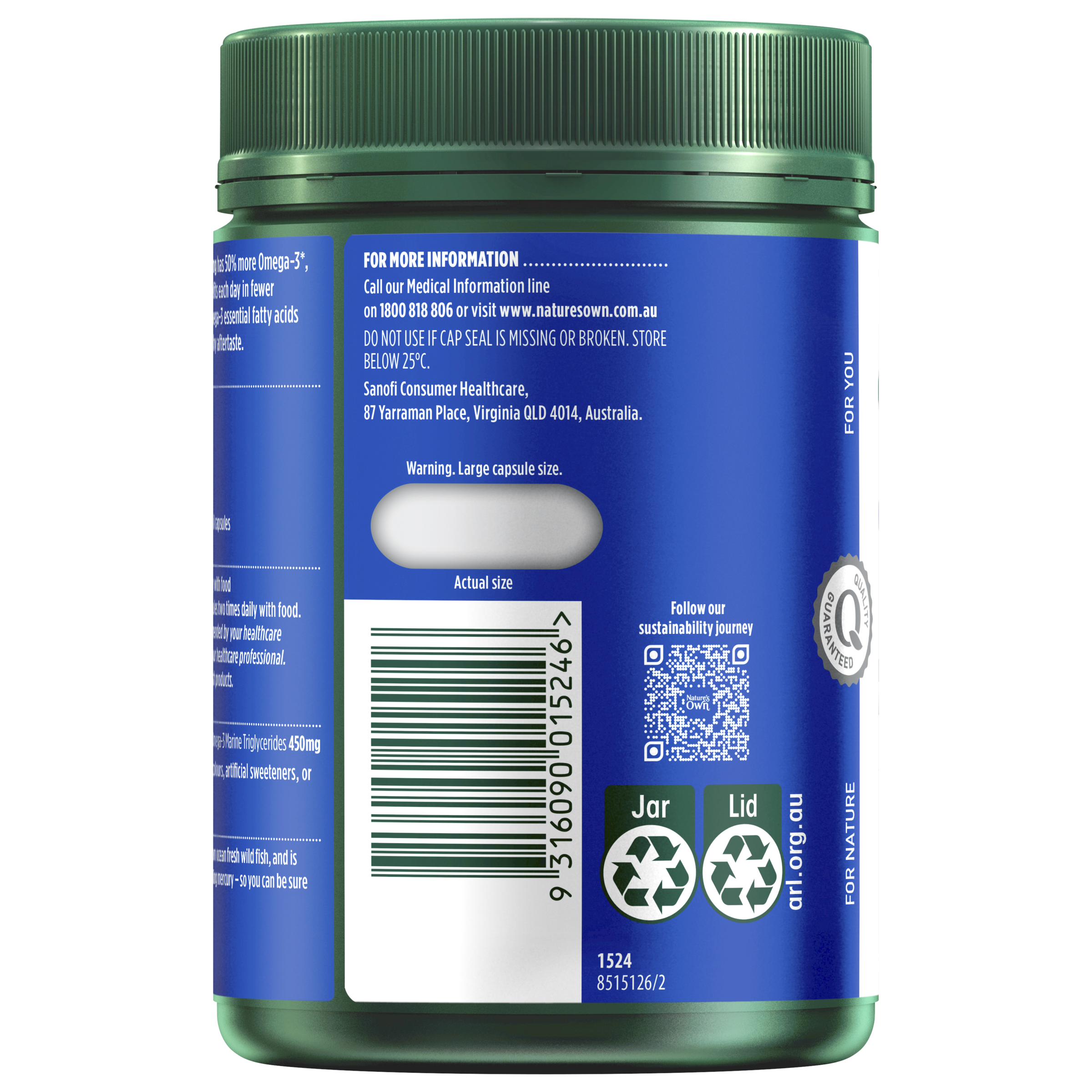 NATURES OWN ODOURLESS FISH OIL 1500MG 200 CAPSULES - Image 4