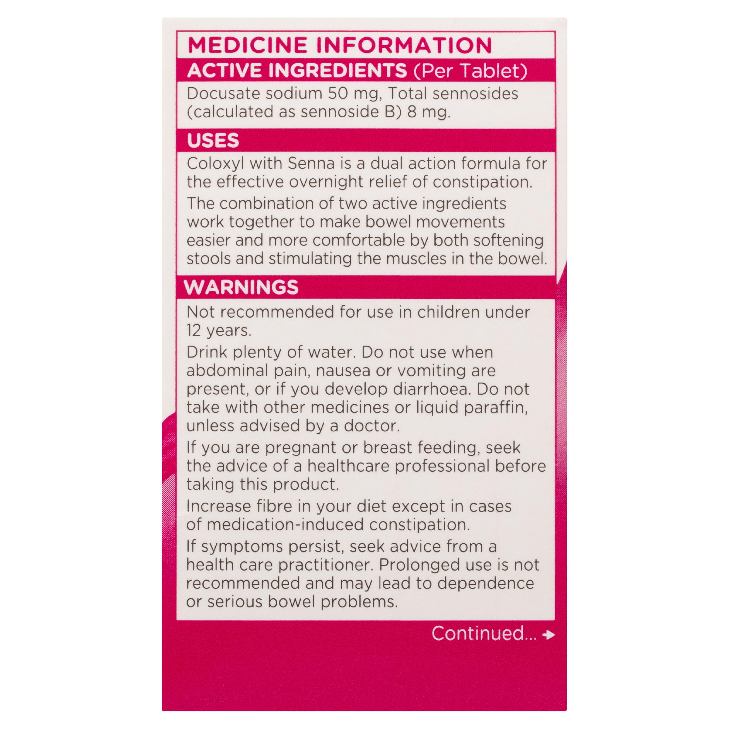 COLOXYL WITH SENNA CONSTIPATION RELIEF 30 TABLETS - Image 6