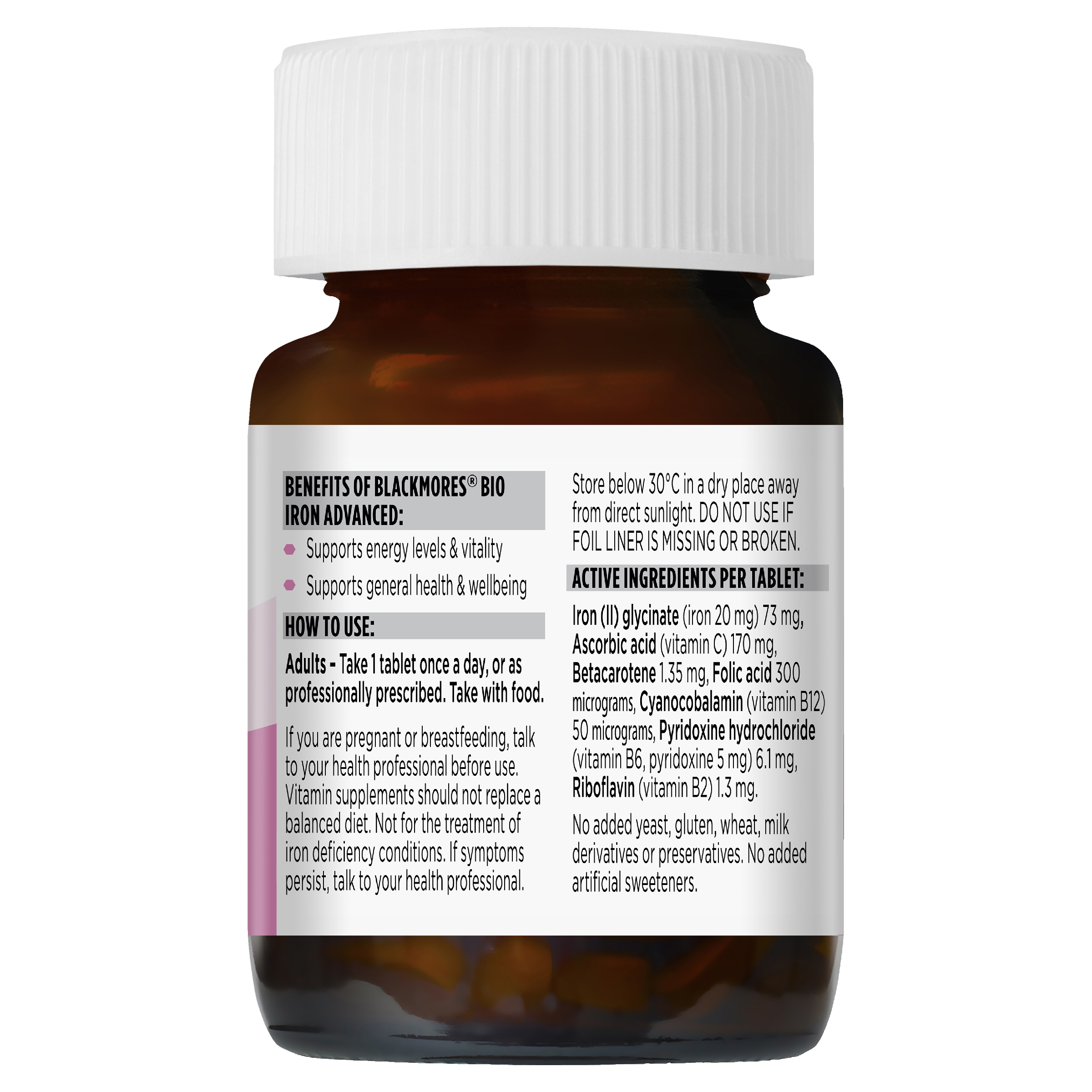 BLACKMORES BIO IRON ADVANCED 30 TABLETS - Image 2